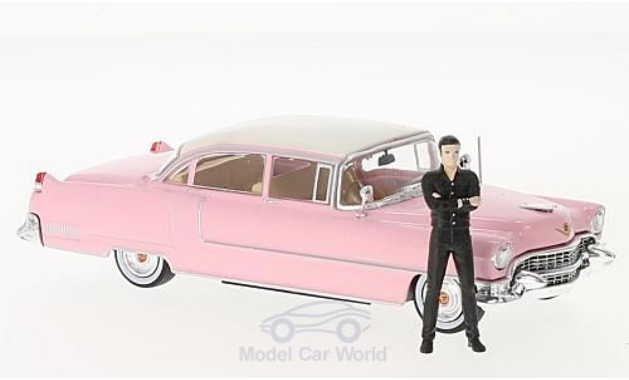 Cadillac Fleetwood 1/43 Greenlight Series 60 rosa/bianco 1955 mit Figur Elvis Presley modellino in miniatura