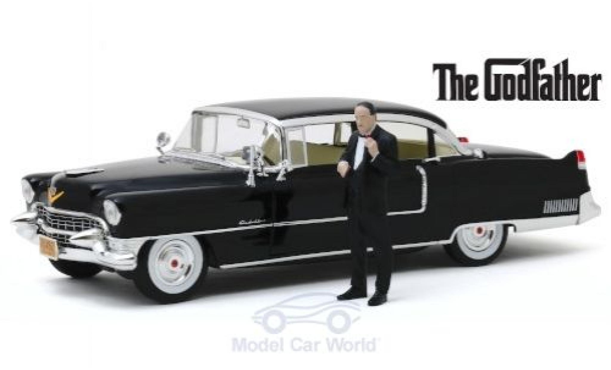 Cadillac Fleetwood 1/18 Greenlight Series 60 nero The Godfather 1955 mit Don Corleone-Figur modellino in miniatura
