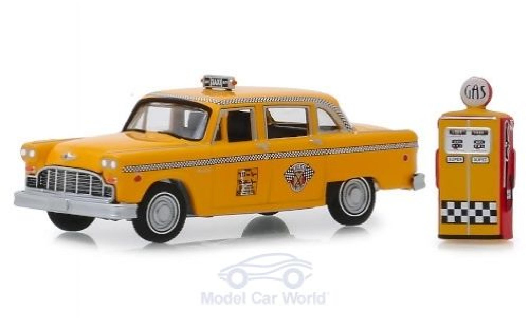 Checker Marathon 1/64 Greenlight Special 1978 mit Vintage-Zapfsäule modellino in miniatura