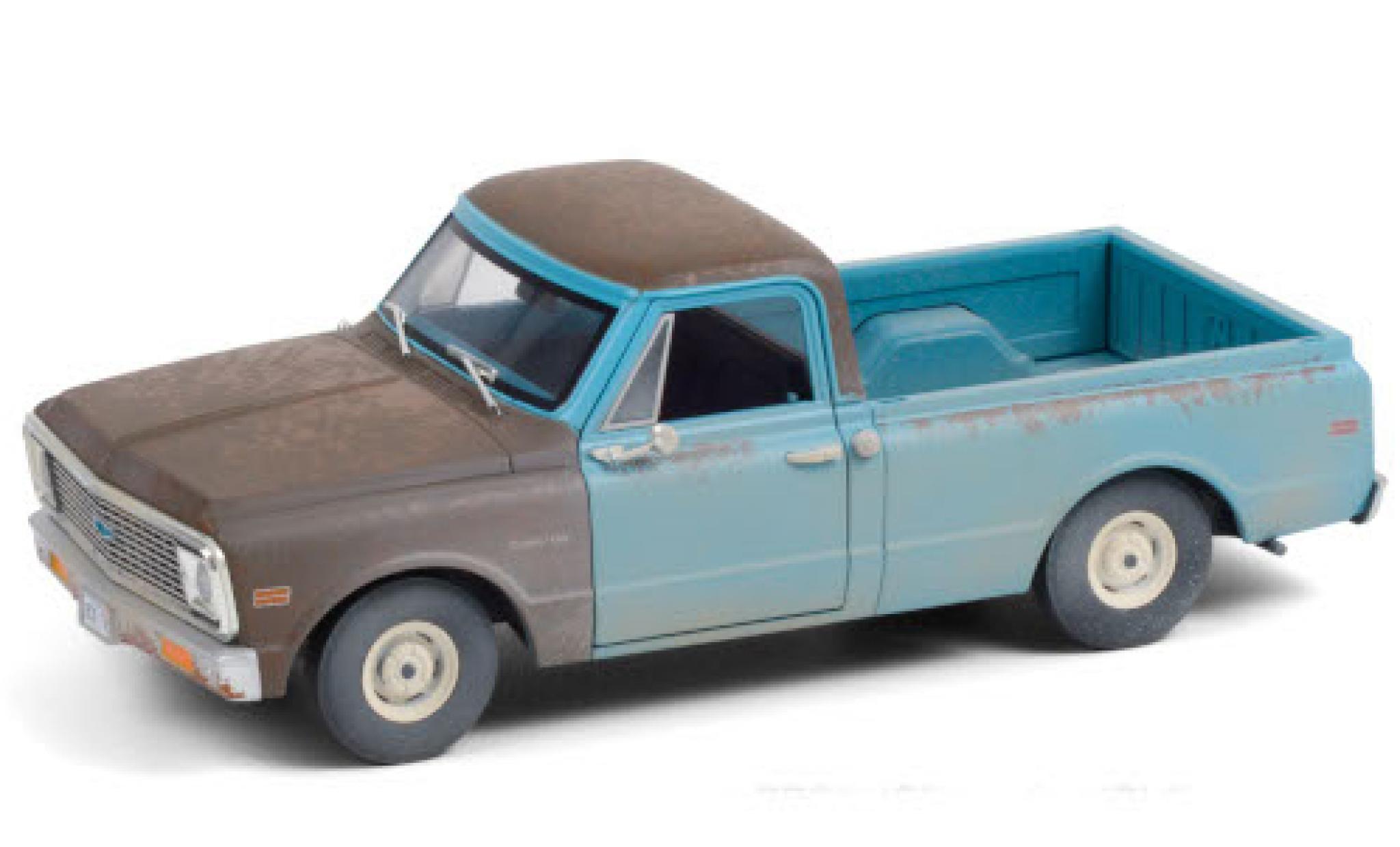 Chevrolet C-10 1/24 Greenlight blu/grigio 1971 Independence Day avec traces d modellino in miniatura