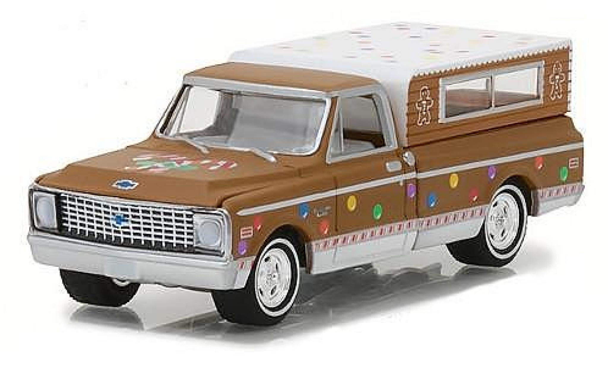 Chevrolet C-10 1/64 Greenlight marroneee/Dekor 1972 avec Camper S modellino in miniatura