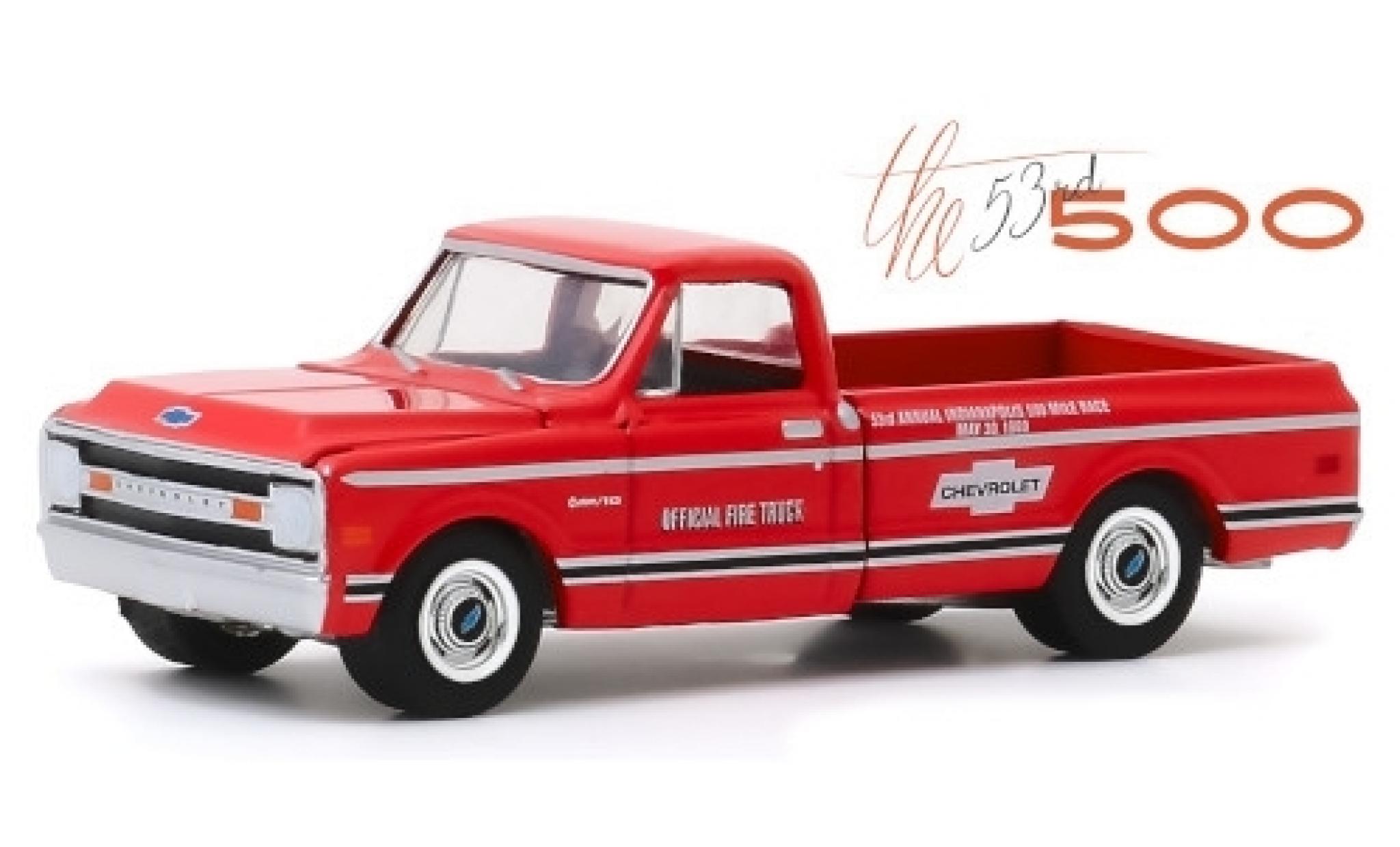Chevrolet C-10 1/64 Greenlight rosso/Dekor Official Fire Truck 1969 53rd Annual Indianapolis 500 Mile Race modellino in miniatura