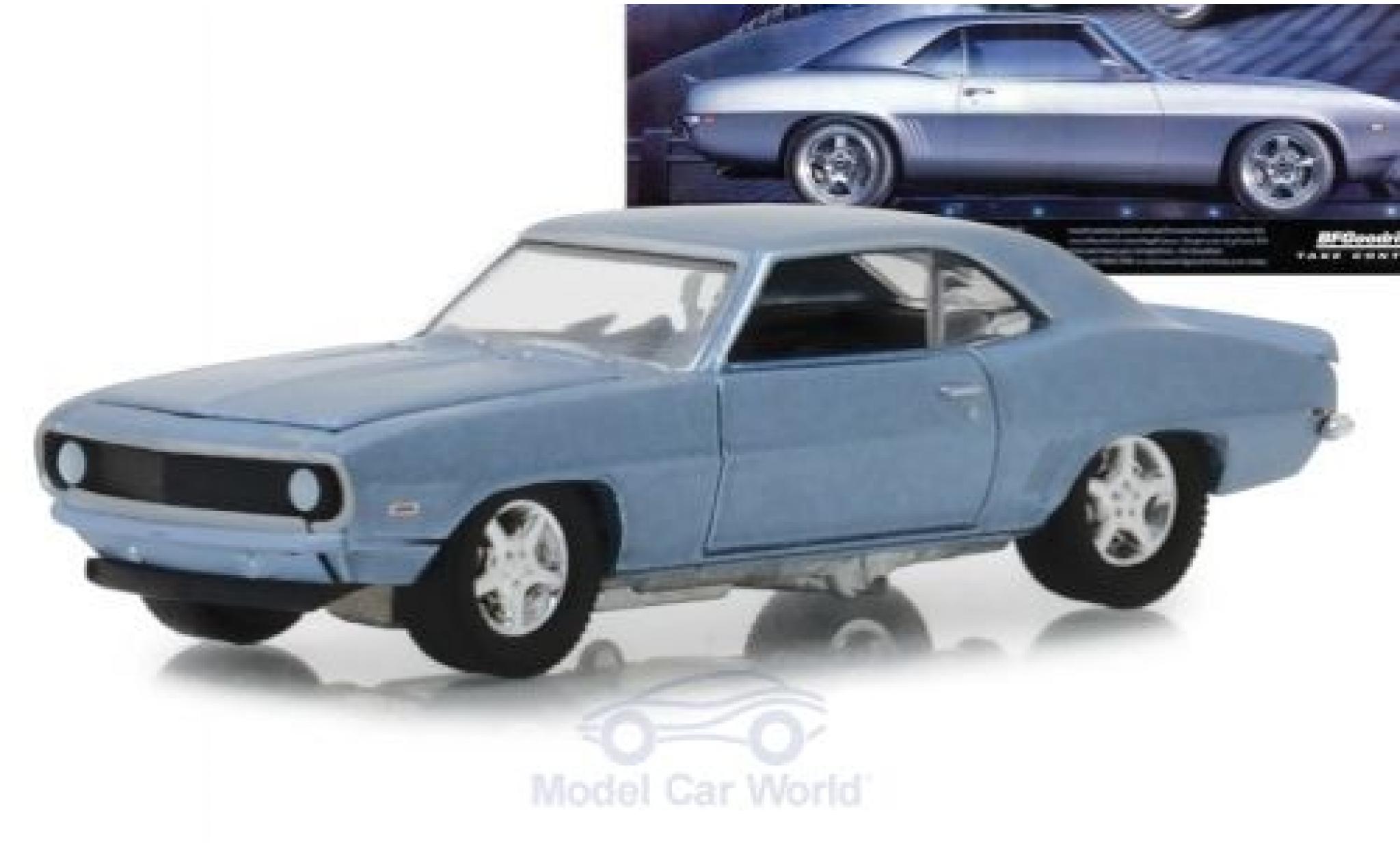 Chevrolet Camaro 1/64 Greenlight metallico blu 1969 modellino in miniatura