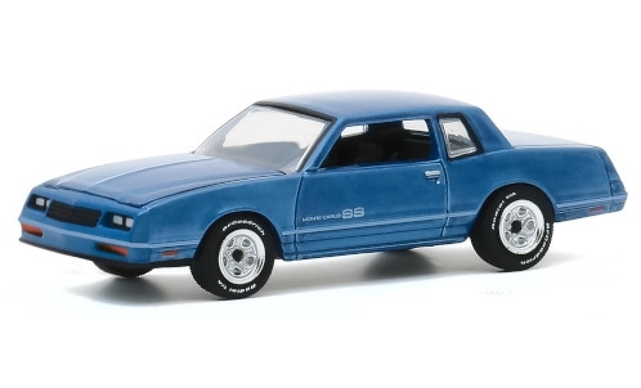 Chevrolet Monte Carlo 1/64 Greenlight SS metallico blu 1984 Testfahrzeug modellino in miniatura