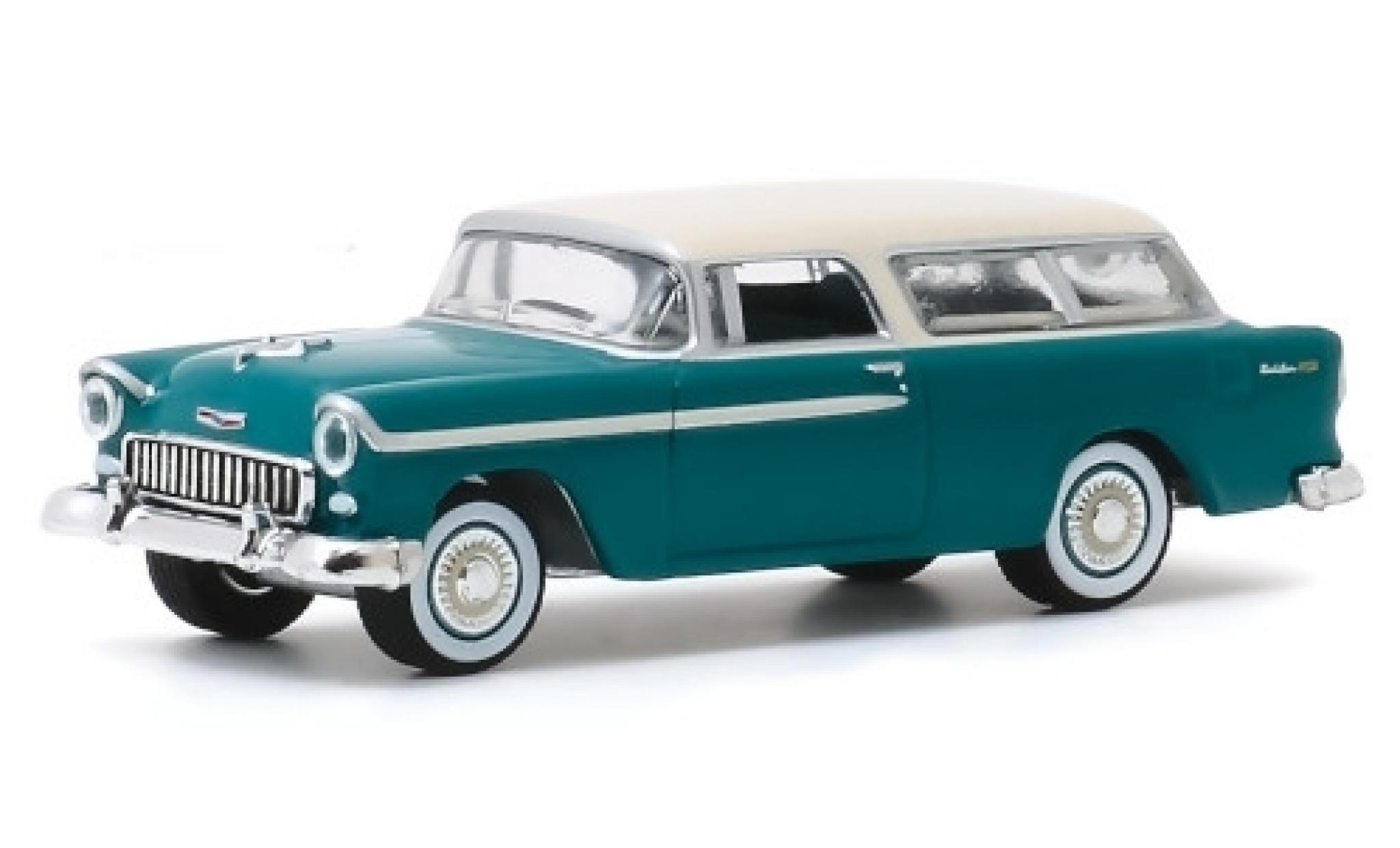 Chevrolet Nomad 1/64 Greenlight metallico verde/bianco 1955 modellino in miniatura