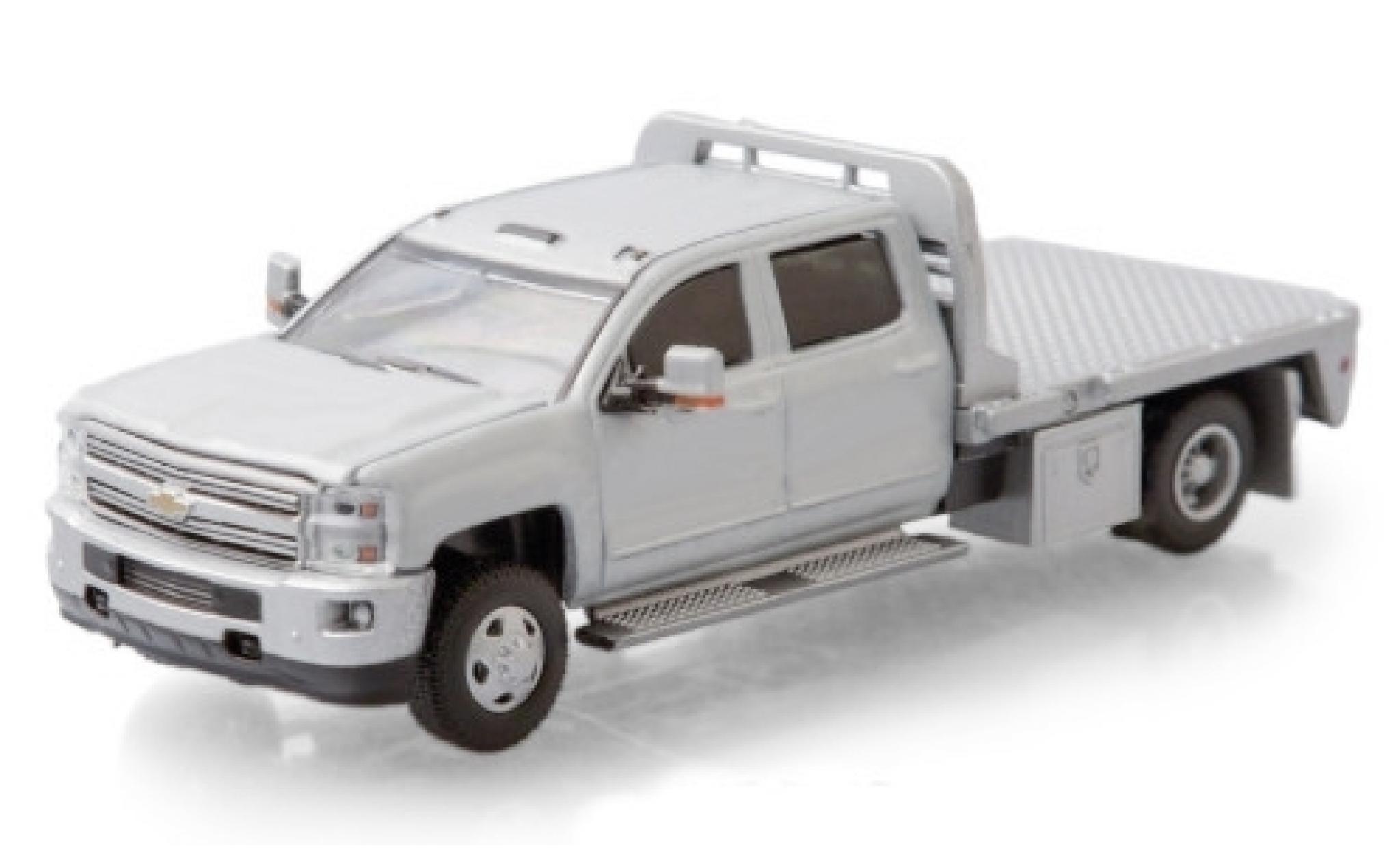 Chevrolet Silverado 1/64 Greenlight 3500 HD Flat Bed grigio 2015 modellino in miniatura