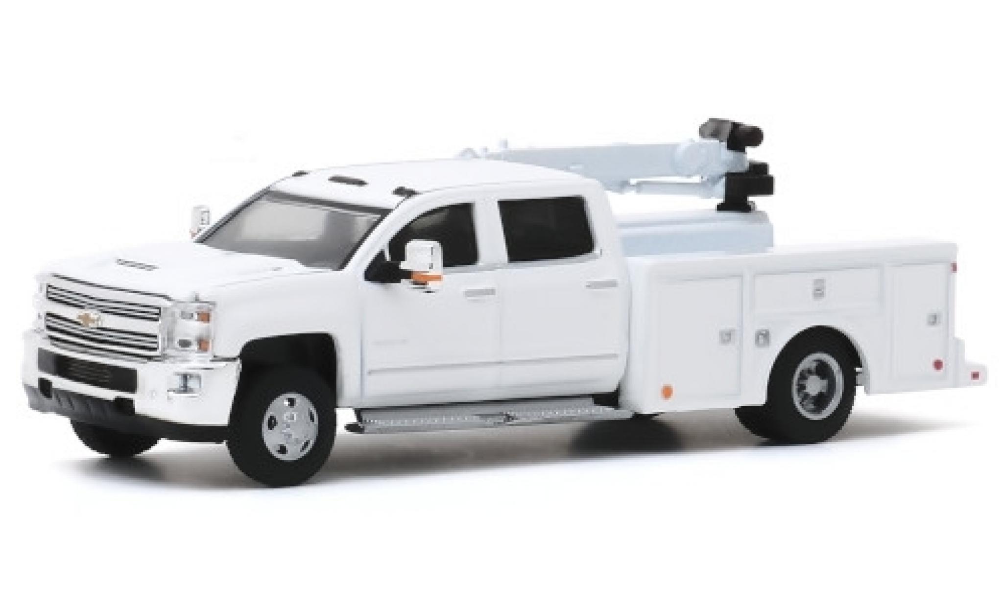 Chevrolet Silverado 1/64 Greenlight 3500HD Crane Truck bianco 2016 modellino in miniatura