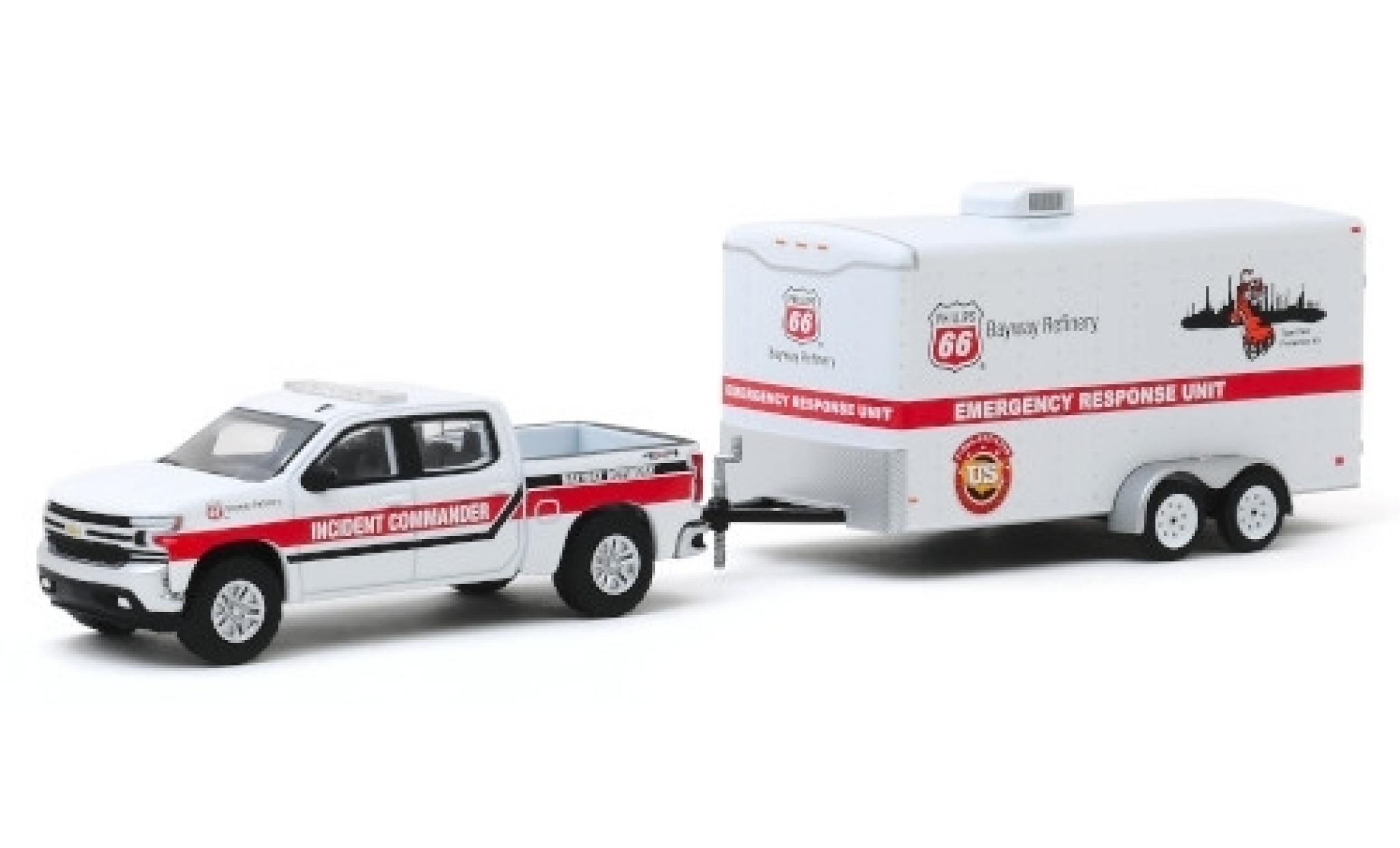 Chevrolet Silverado 1/64 Greenlight Phillips 66 Emergency Response Unit 2019 avec Zweiachsanhänger modellino in miniatura