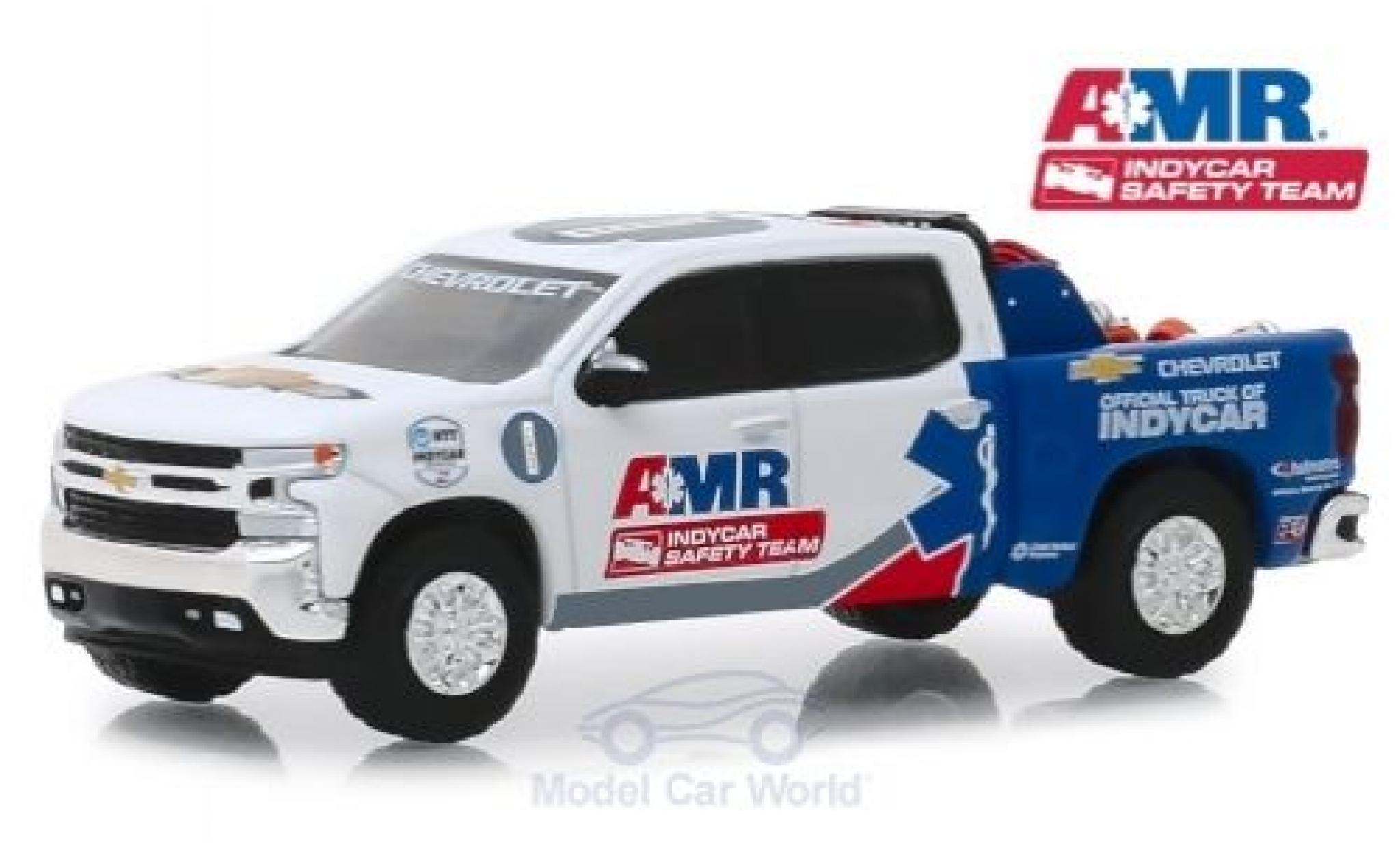 Chevrolet Silverado 1/64 Greenlight bianco/blu Indy Car Saftey Team 2019 modellino in miniatura