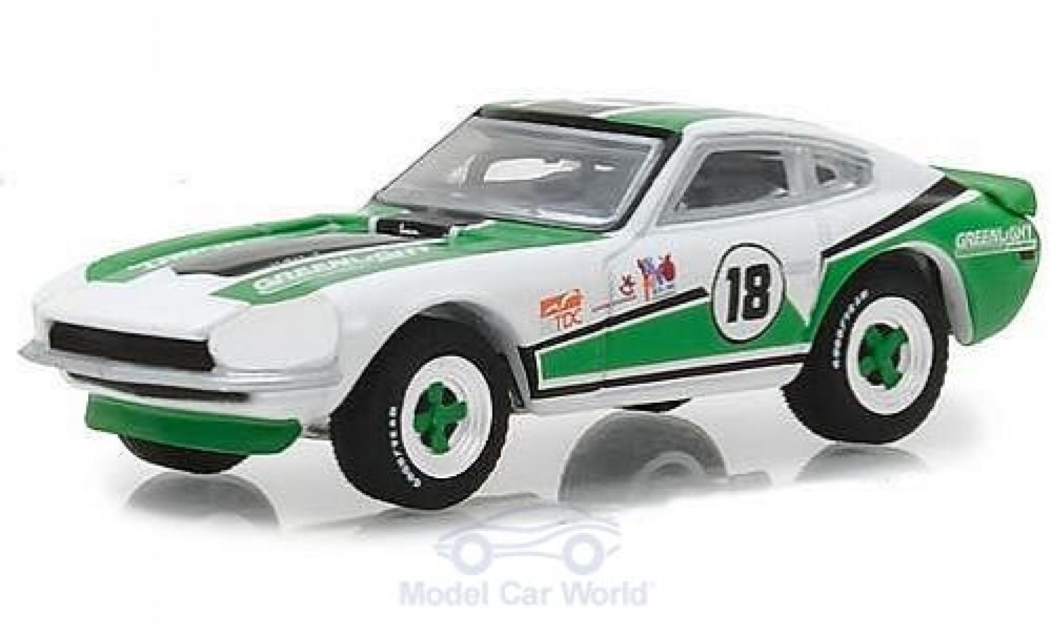 Datsun 240Z 1/64 Greenlight verde/bianco No.18 GreenLight Racing Team 1970 modellino in miniatura