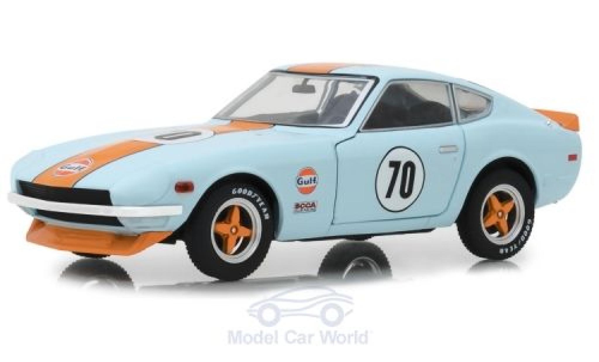 Datsun 240Z 1/24 Greenlight blu/orange 1970 modellino in miniatura