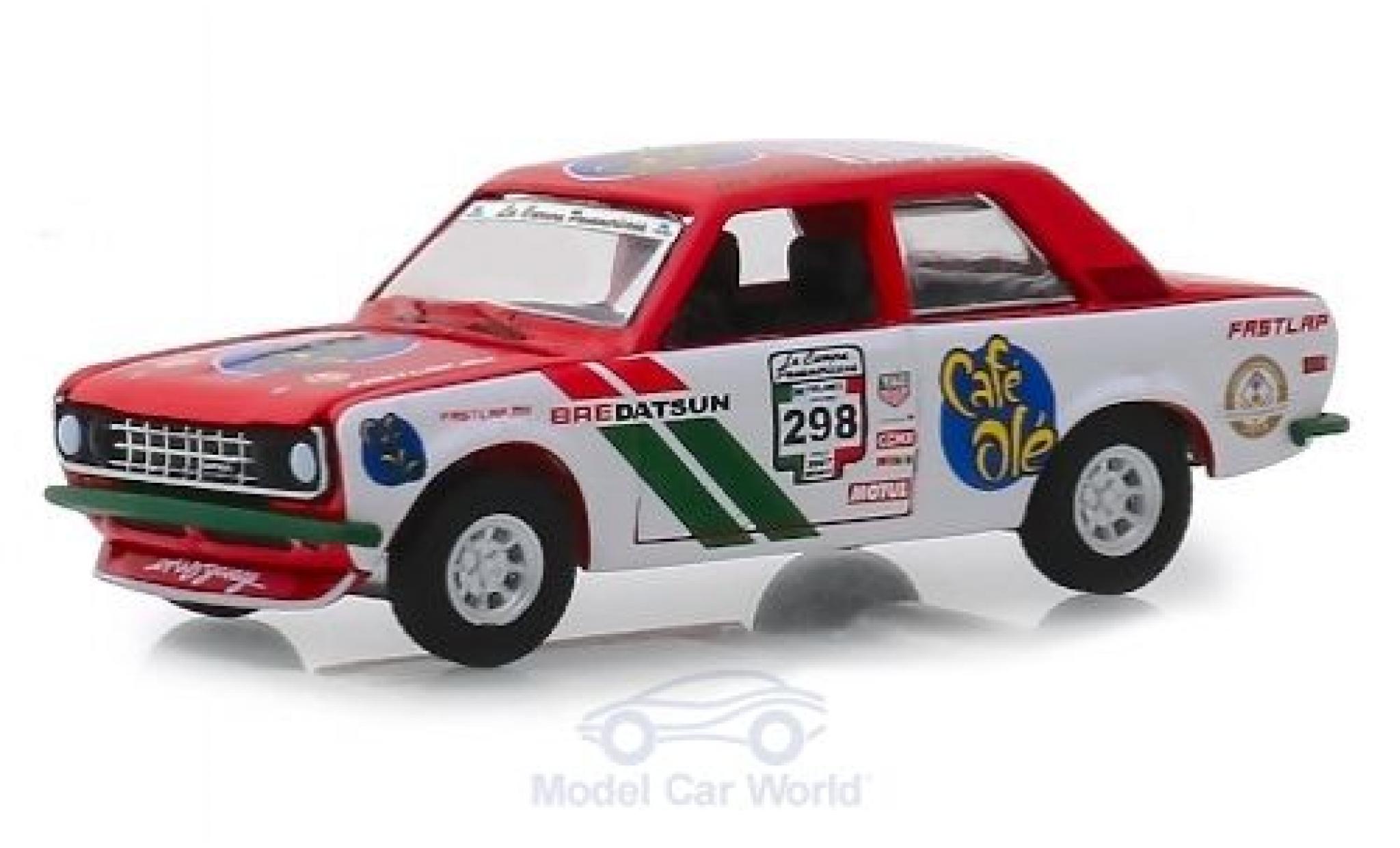 Datsun 510 1/64 Greenlight No.298 Café Olé La Carrera Panamericana 1972 modellino in miniatura