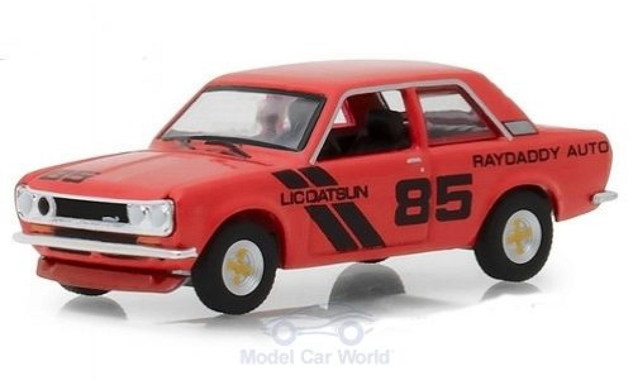 Datsun 510 1/64 Greenlight Raydaddy Auto rosso 1971 #85 modellino in miniatura