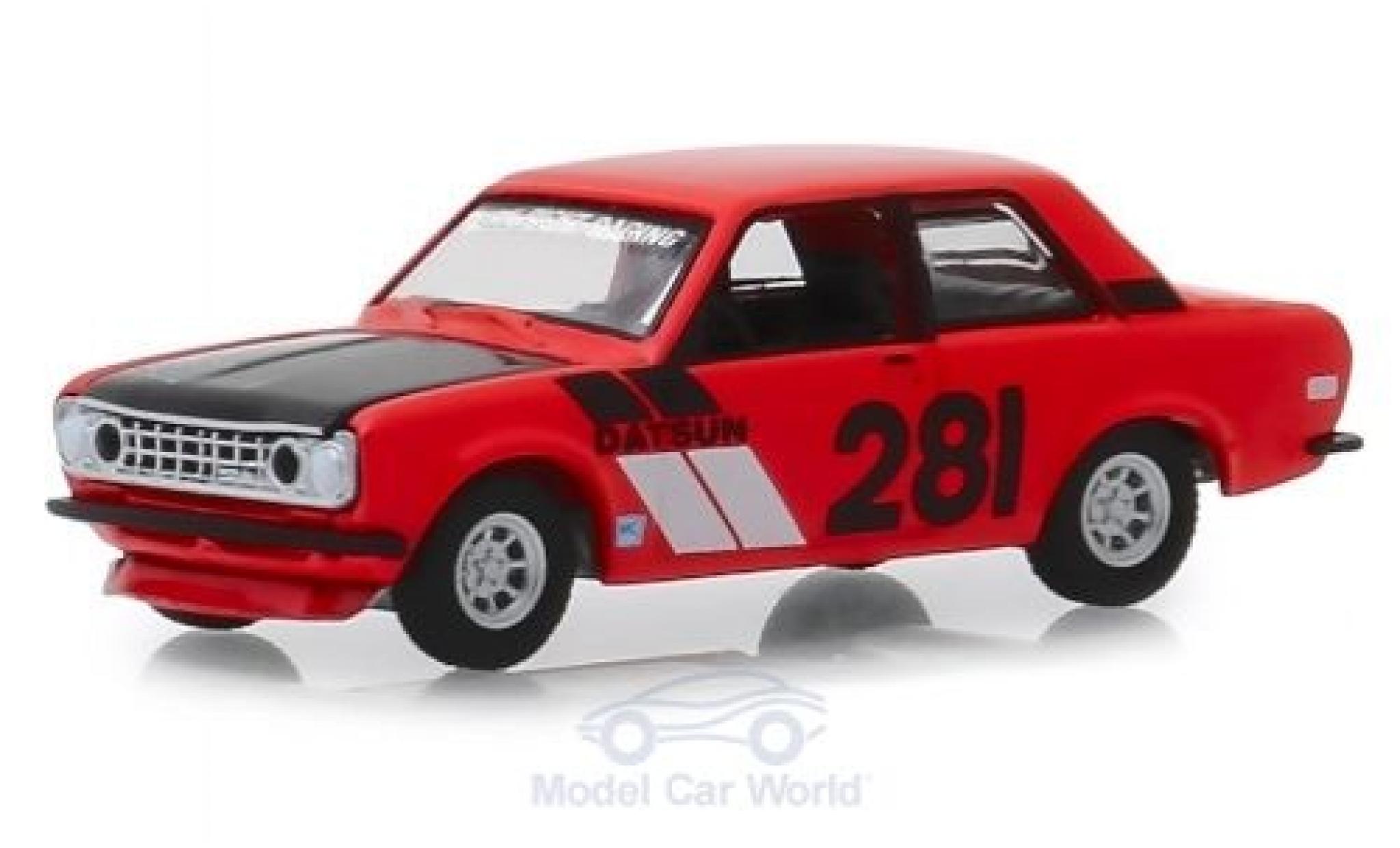 Datsun 510 1/64 Greenlight rosso 1970 modellino in miniatura