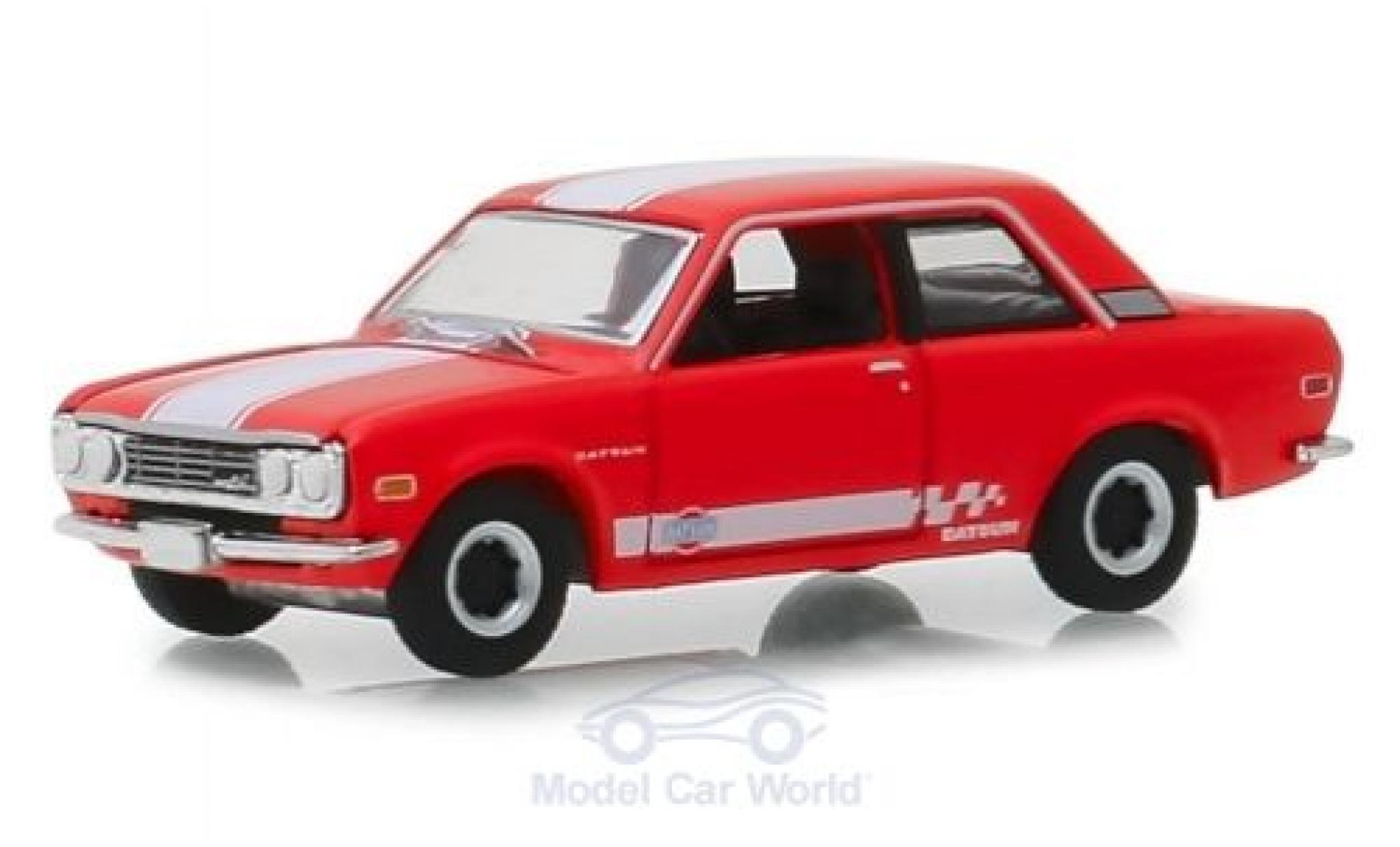 Datsun 510 1/64 Greenlight rosso/bianco 1970 modellino in miniatura