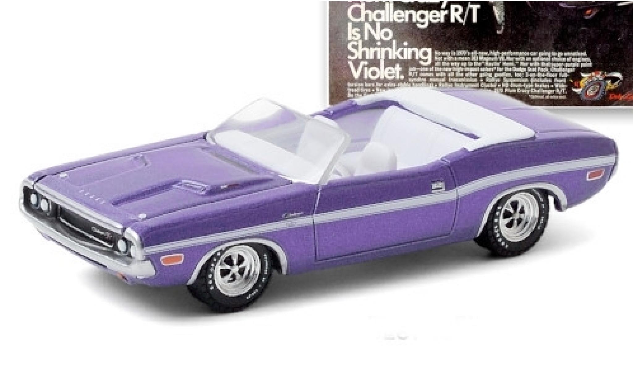 Dodge Challenger 1/64 Greenlight R/T HEMI Convertibile metallico lila/bianco 1970 modellino in miniatura