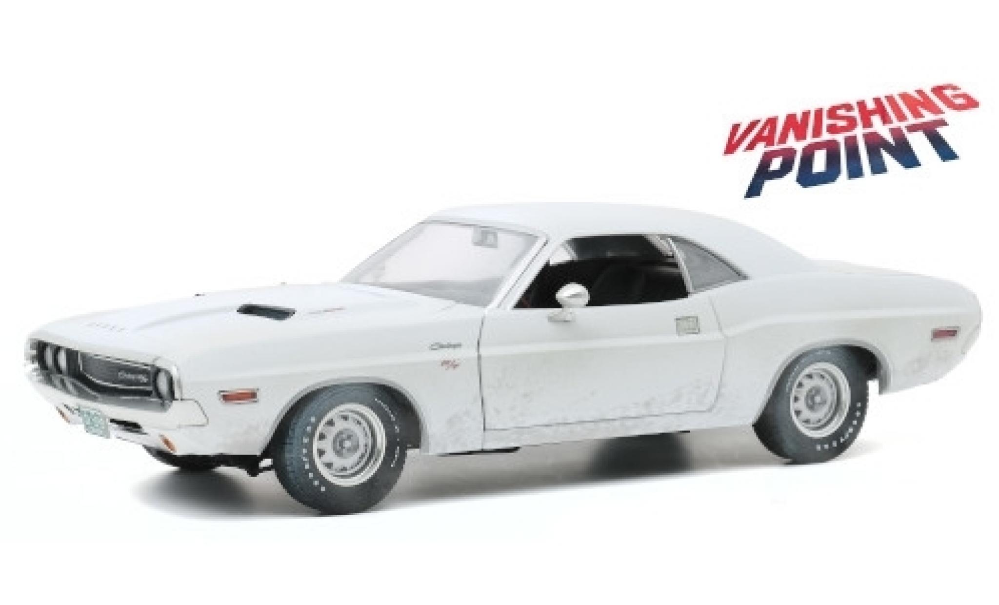 Dodge Challenger 1/18 Greenlight R/T bianco Vanishing Point 1970 avec Witterungsspuren modellino in miniatura