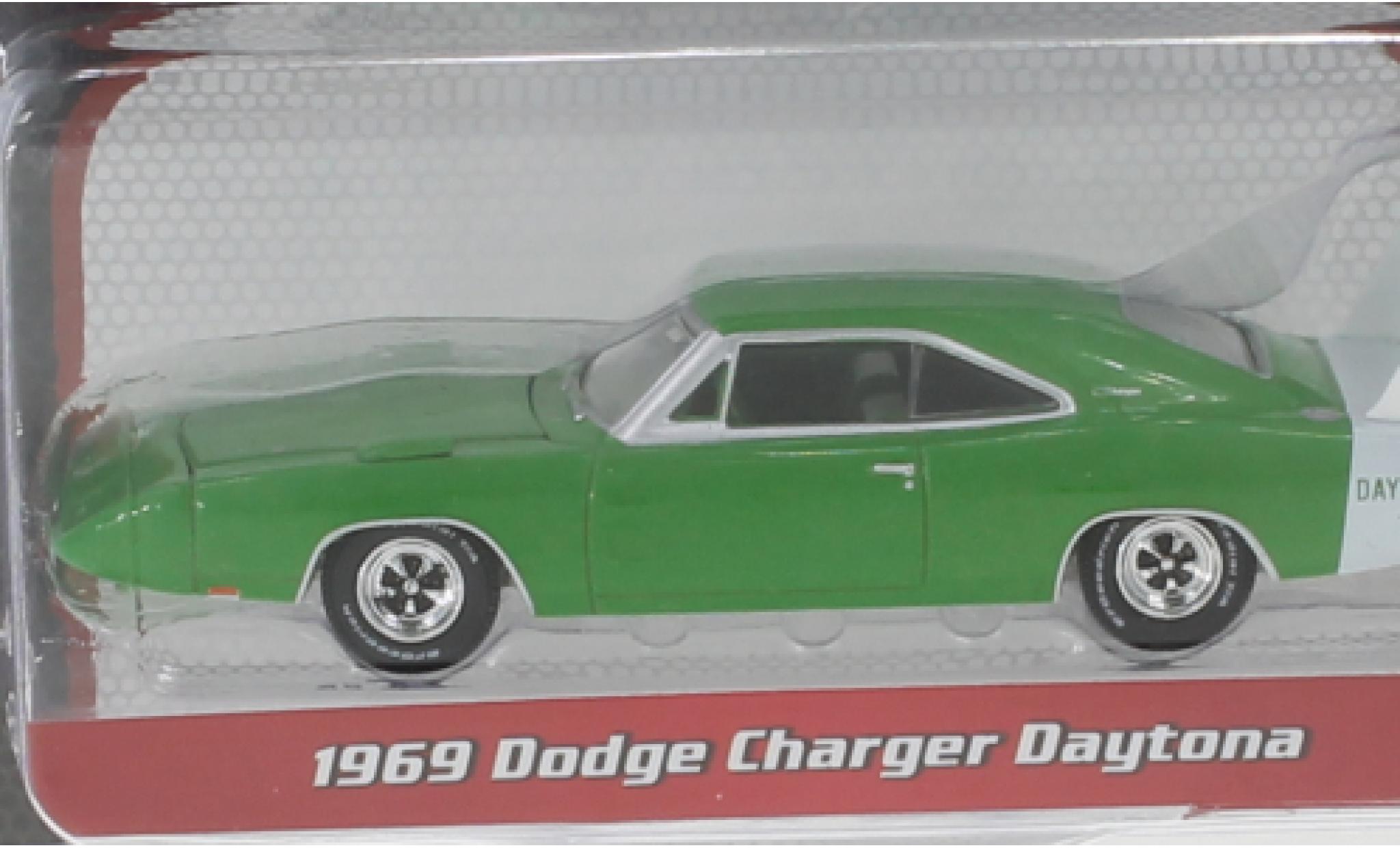 Dodge Charger 1/64 Greenlight Daytona metallico verde/bianco 1969 modellino in miniatura