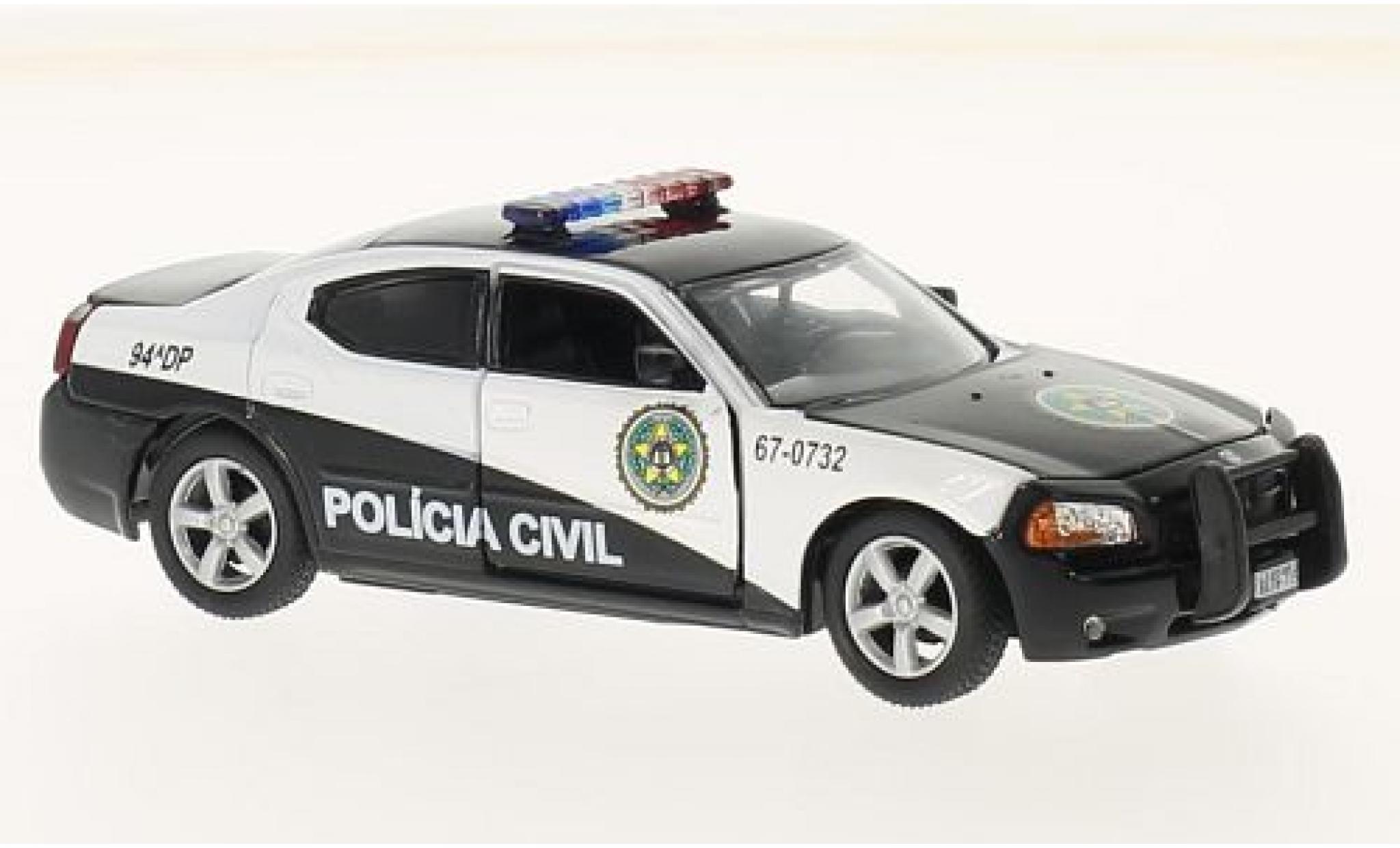 Dodge Charger 1/43 Greenlight nero/bianco Fast Five 2011 Rio Police Policia Civil modellino in miniatura