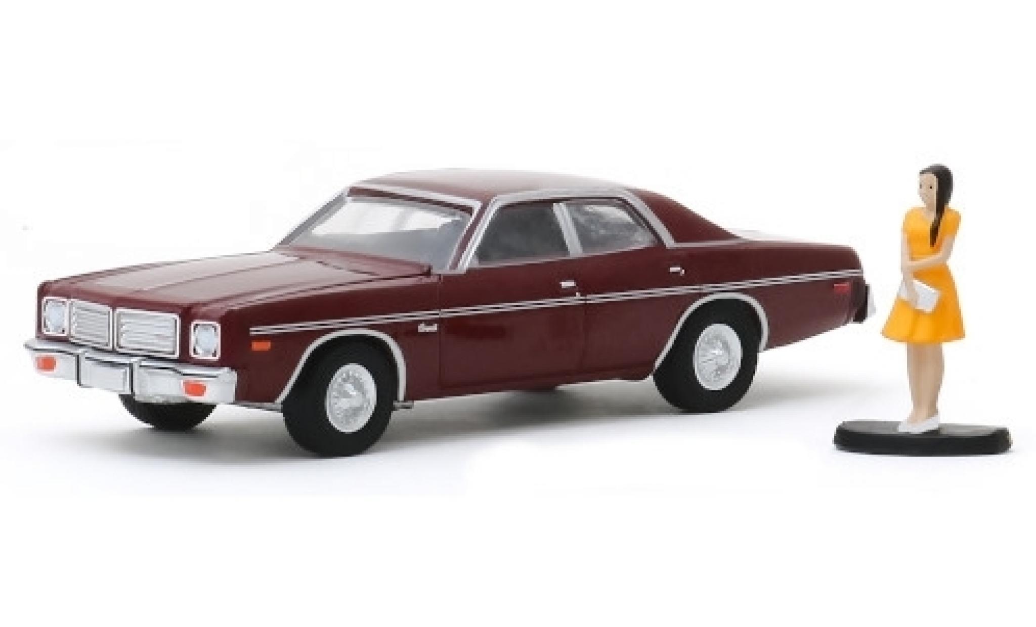 Dodge Coronet 1/64 Greenlight metallico rosso/matt-rosso 1976 avec figurine modellino in miniatura