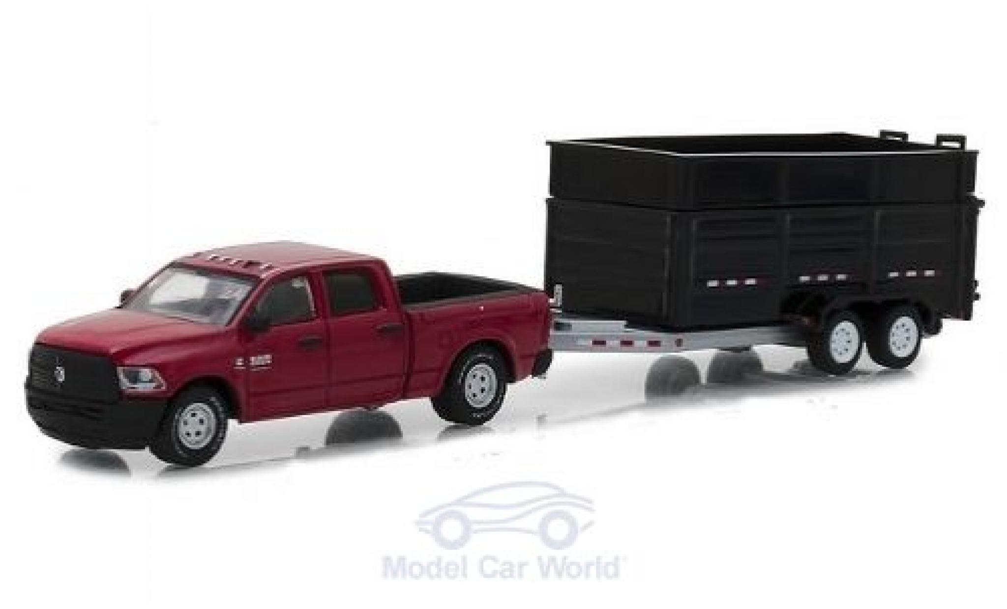 Dodge RAM 1/64 Greenlight Ram 2500 metallico rosso 2017 mit Kippanhänger modellino in miniatura