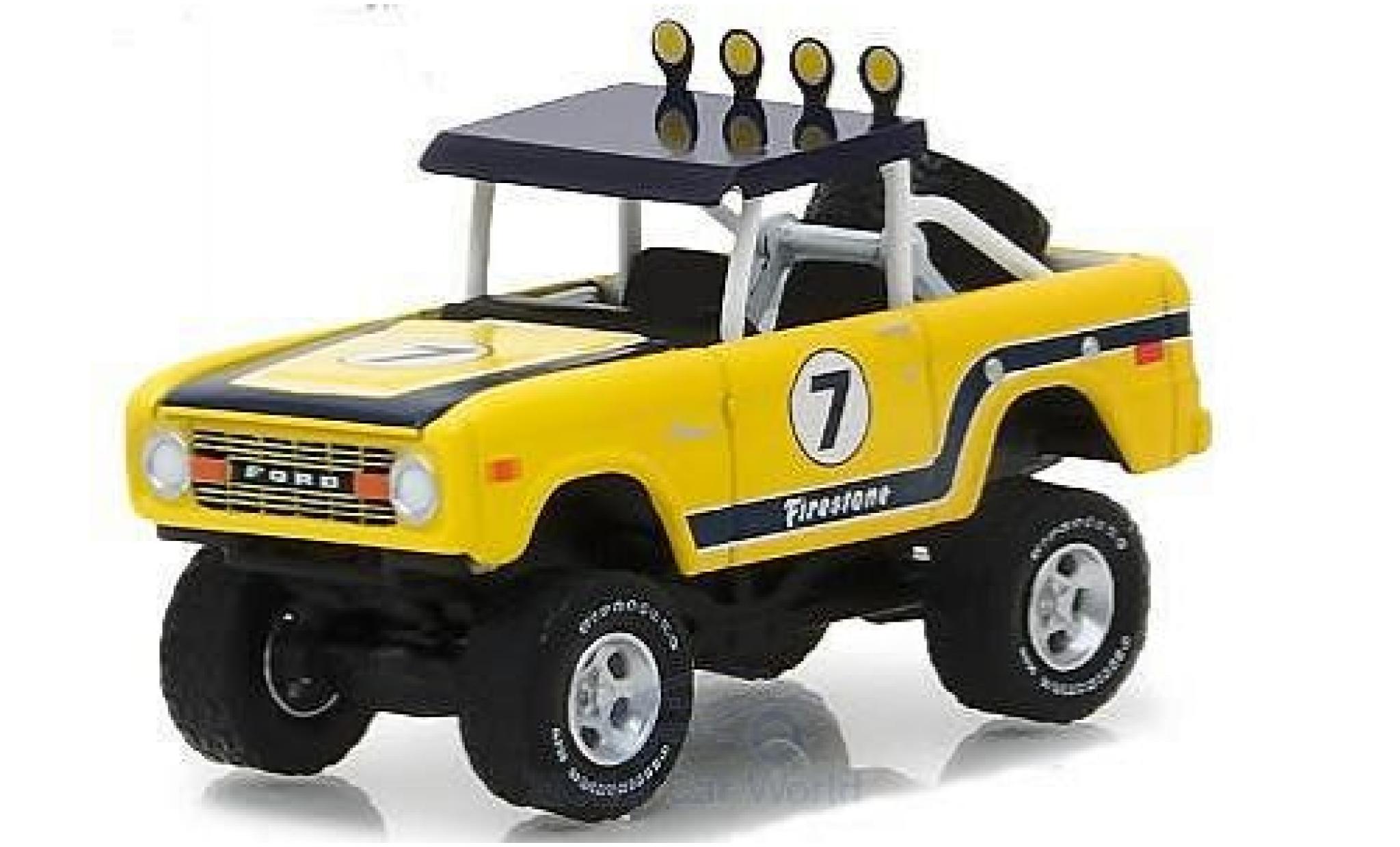 Ford Bronco 1/64 Greenlight Baja giallo 1972 modellino in miniatura