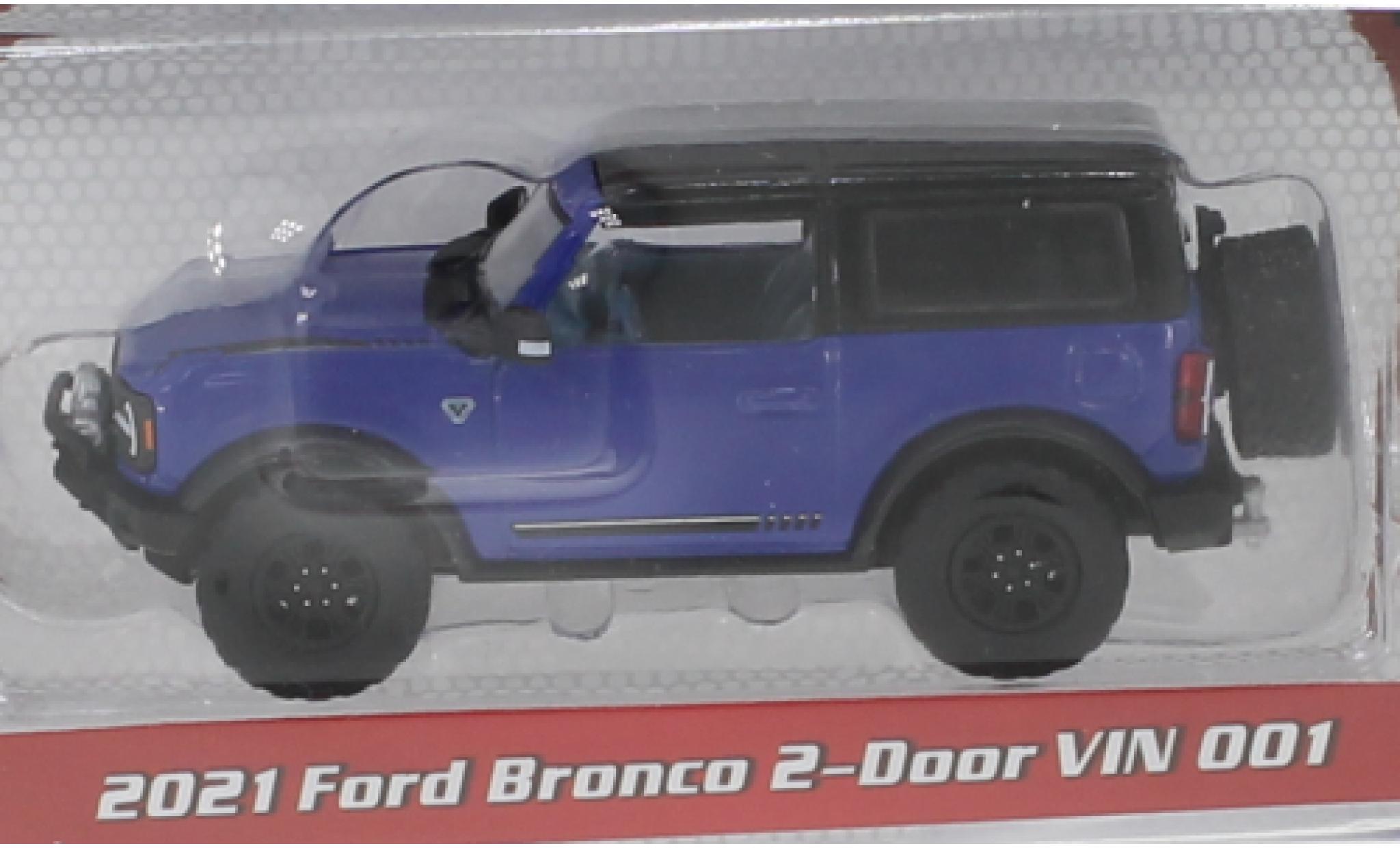 Ford Bronco 1/64 Greenlight blu/nero 2021 VIN 001 modellino in miniatura