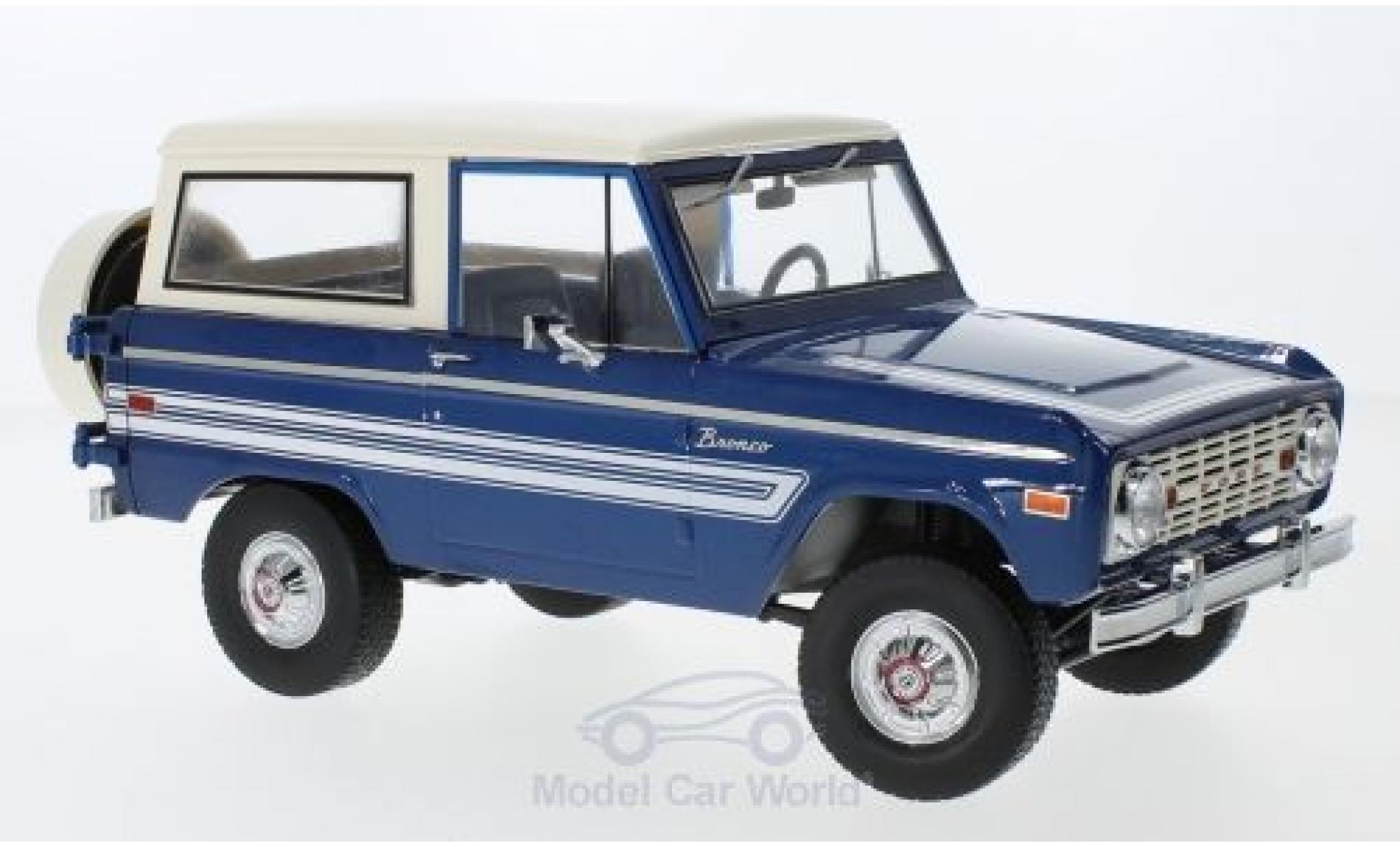 Ford Bronco 1/18 Greenlight Explorer metallico blu/bianco 1976 modellino in miniatura