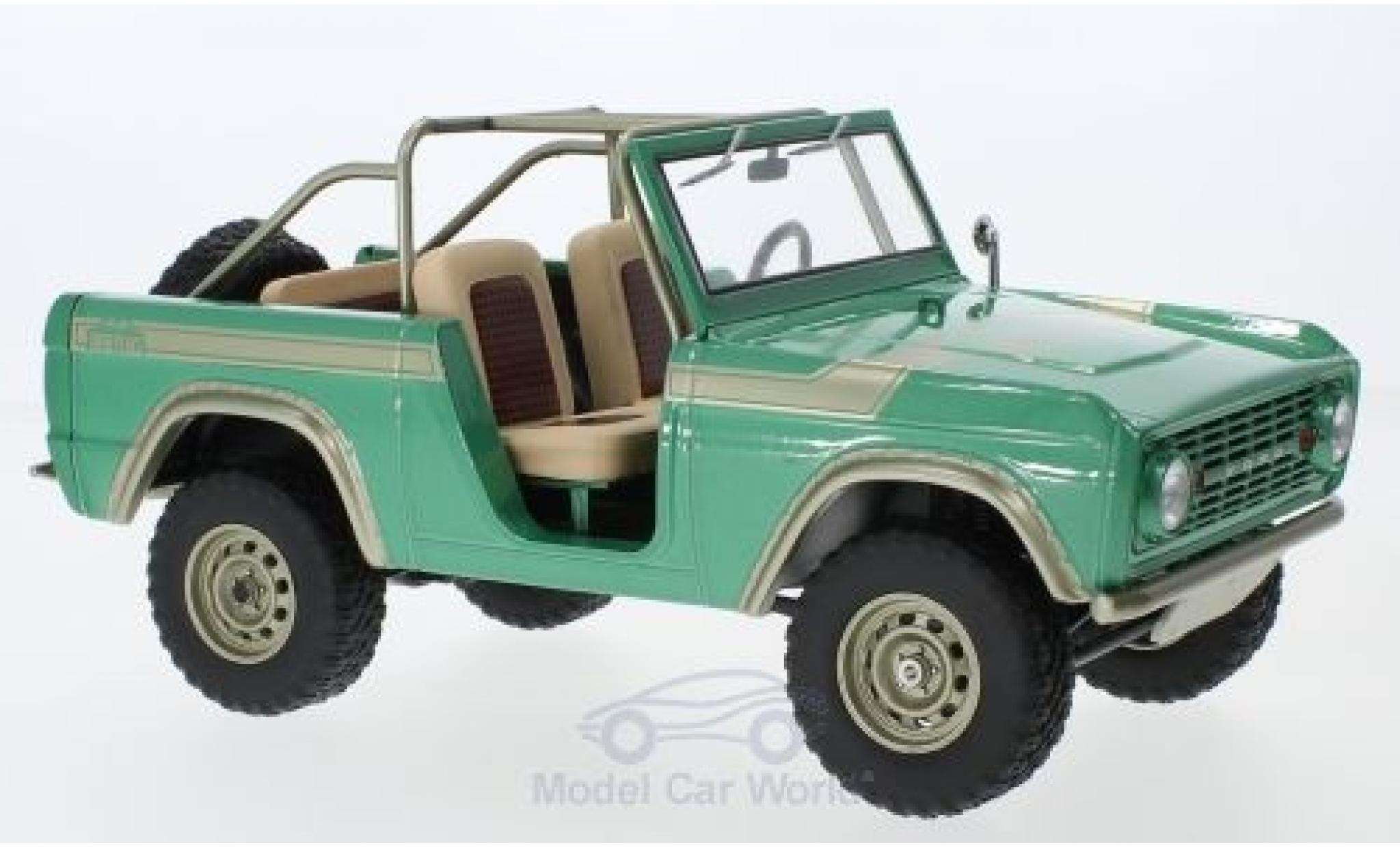 Ford Bronco 1/18 Greenlight verde/beige 1976 Gas Monkey Garage modellino in miniatura