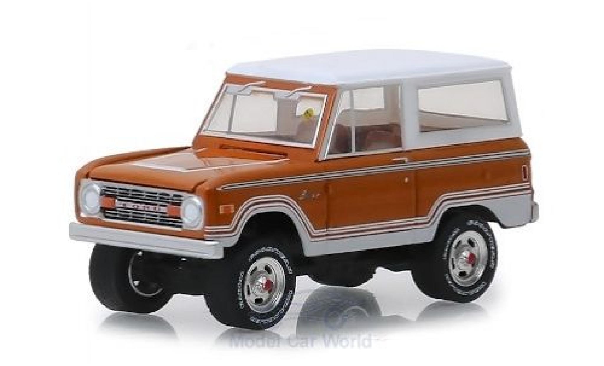 Ford Bronco 1/64 Greenlight Ranger marroneee/bianco 1977 modellino in miniatura
