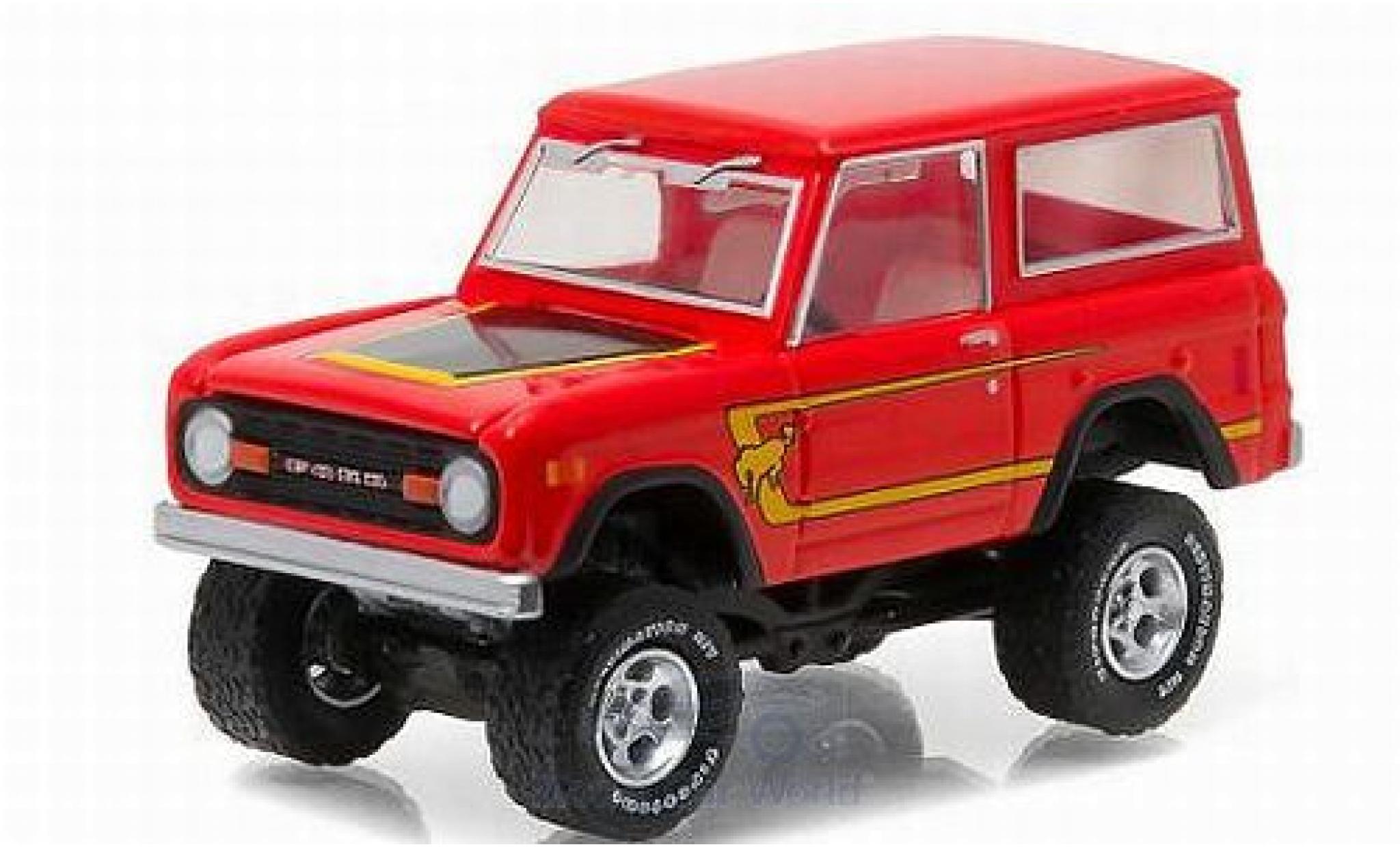 Ford Bronco 1/64 Greenlight rosso/Dekor 1977 All Terrain Series 4 ohne Vitrine modellino in miniatura