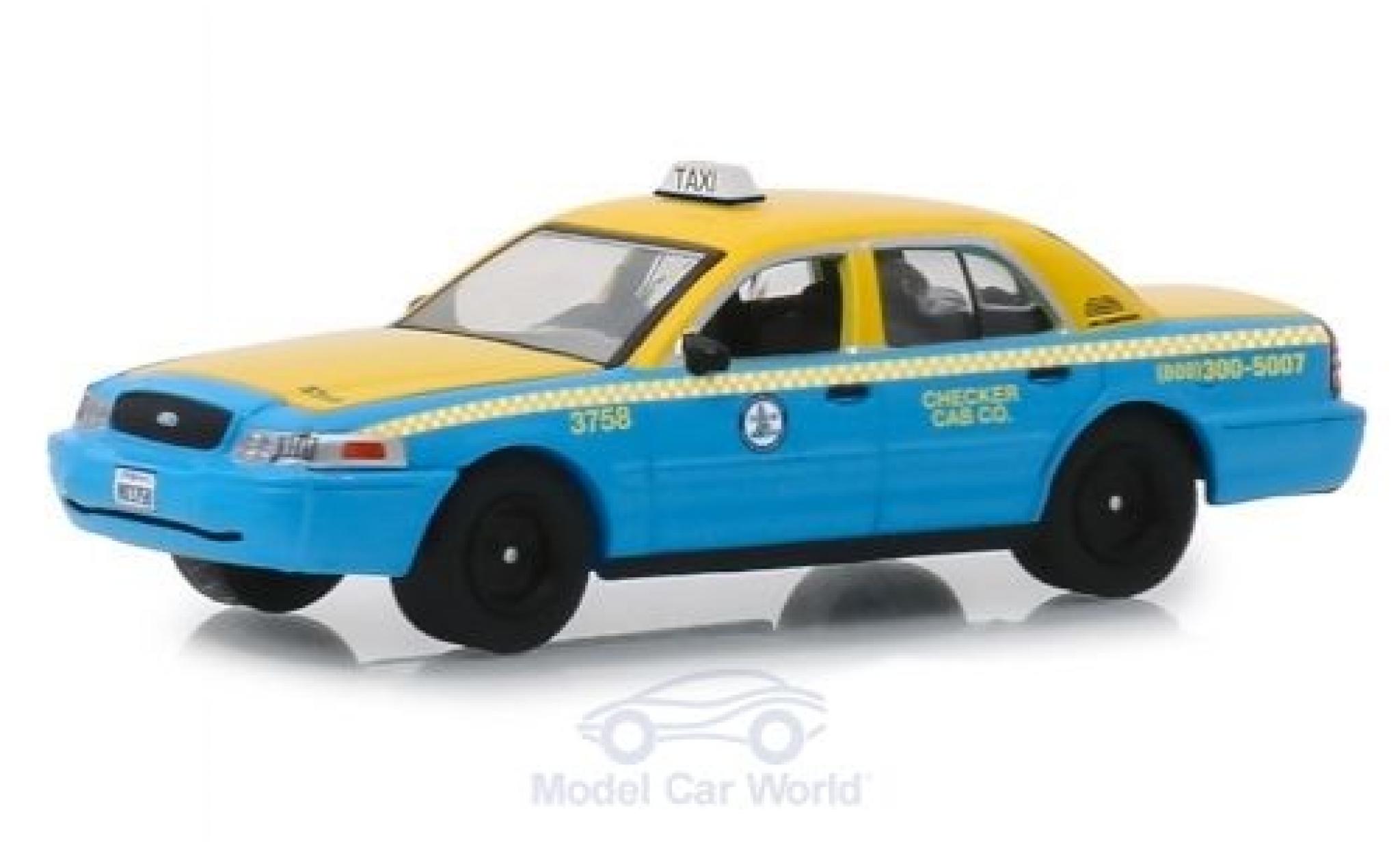 Ford Crown 1/64 Greenlight Victoria giallo/blu L.A. Checker Cab 2011 modellino in miniatura
