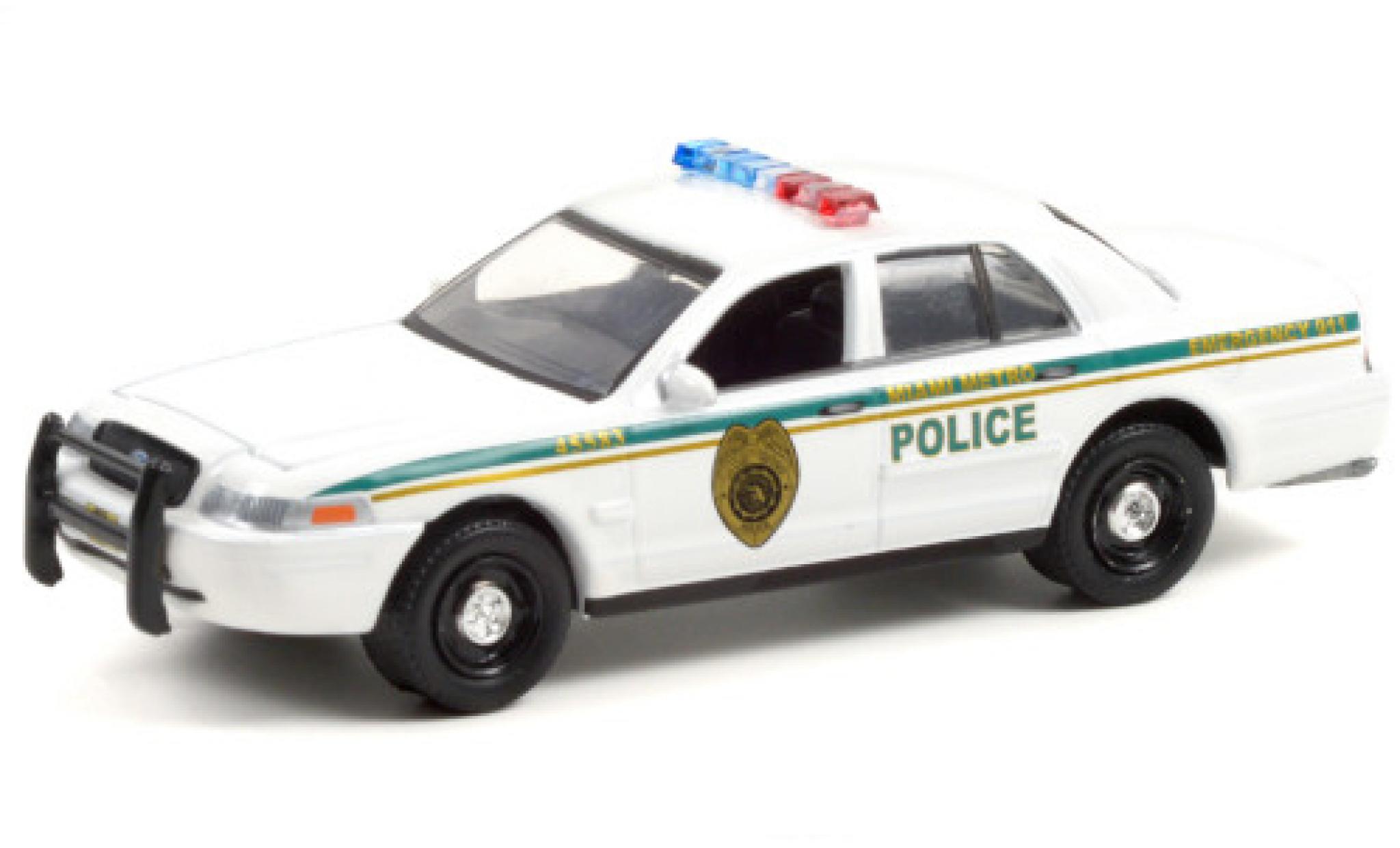 Ford Crown 1/64 Greenlight Victoria Police Interceptor Miami Metro Police Department 2001 Dexter (2006-13 TV Series) modellino in miniatura