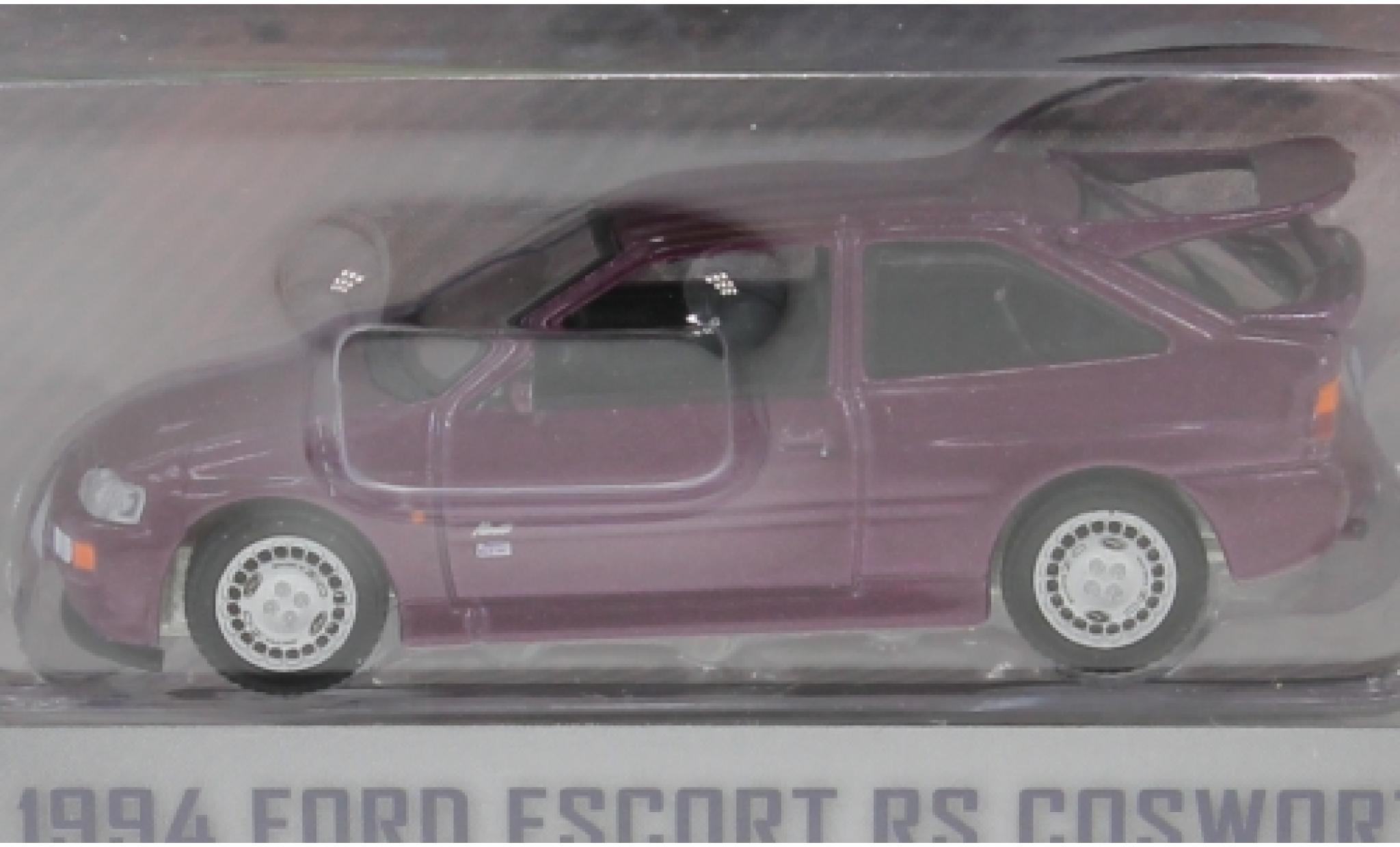 Ford Escort 1/64 Greenlight MkV RS Cosworth metallico lila RHD 1994 modellino in miniatura