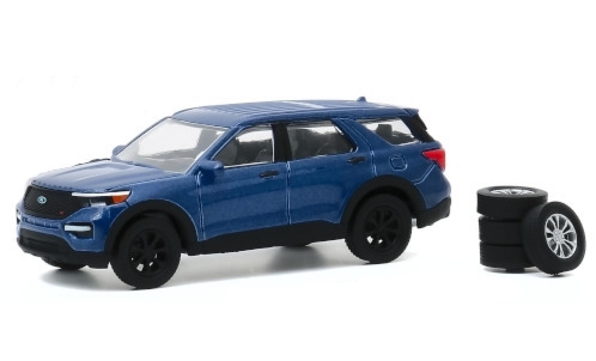 Ford Explorer 1/64 Greenlight ST metallico blu 2020 avec Ersatzrädern modellino in miniatura