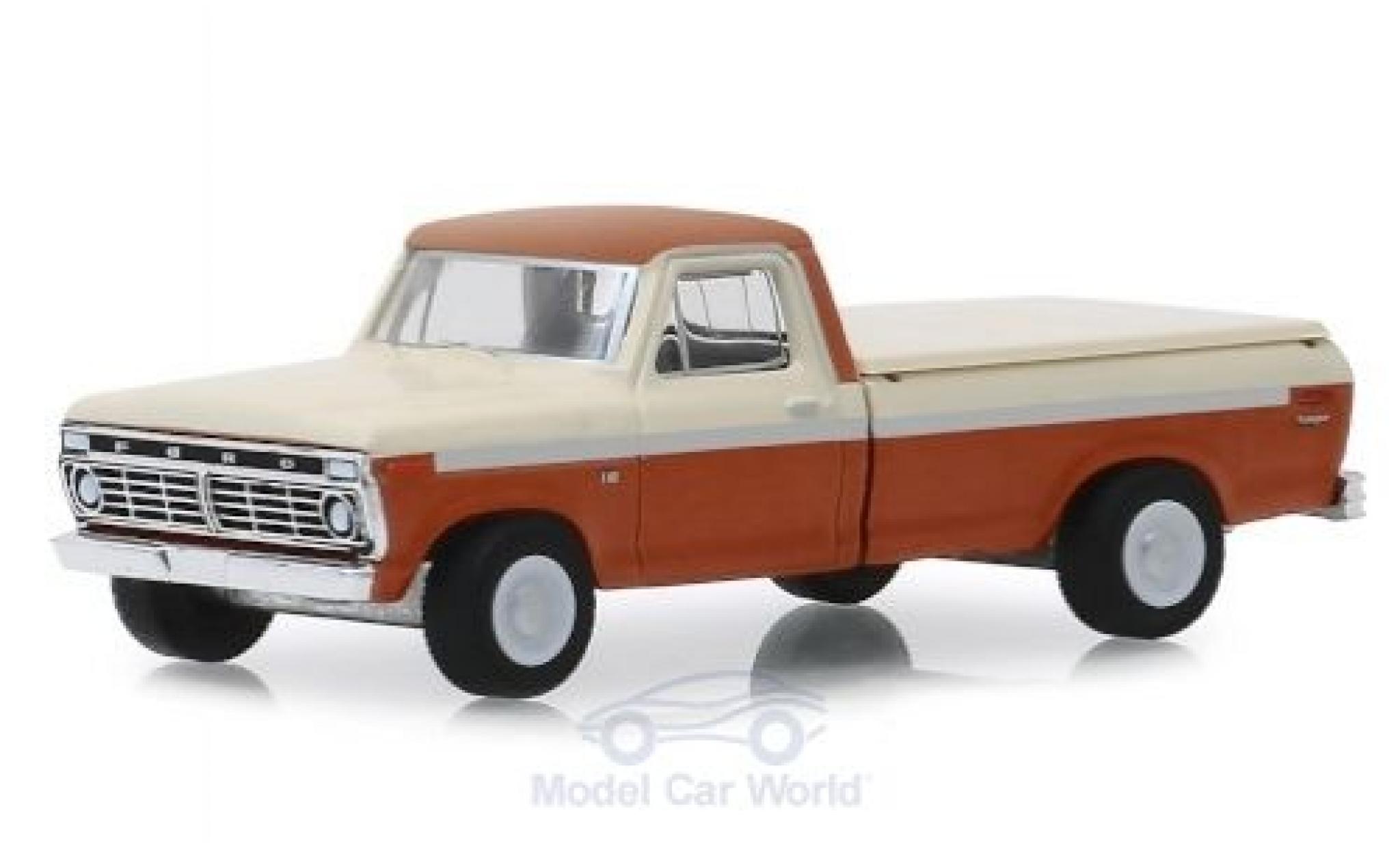 Ford F-1 1/64 Greenlight 00 metallico marroneee/bianco 1973 modellino in miniatura