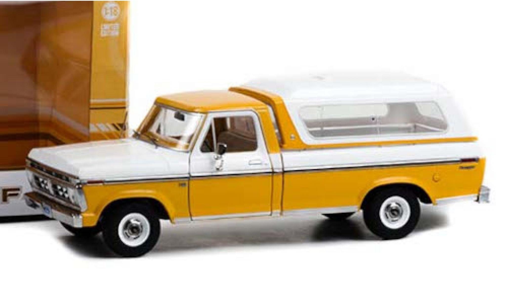 Ford F-1 1/18 Greenlight 00 Pick Up giallo/bianco 1976 mit abnehmbarem HardTop modellino in miniatura