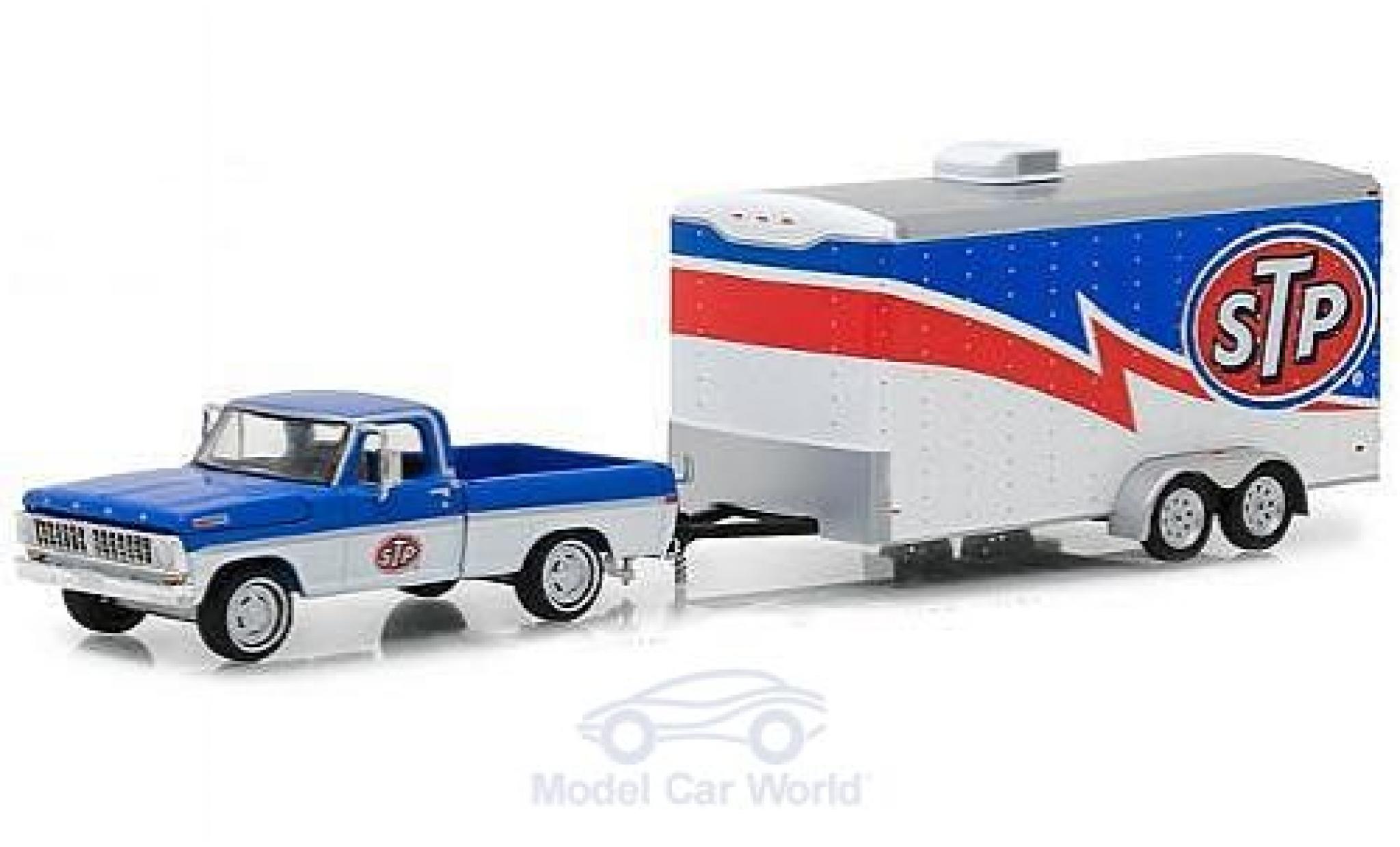 Ford F-1 1/64 Greenlight 00 STP 1970 mit geschlossenem Autoanhänger modellino in miniatura