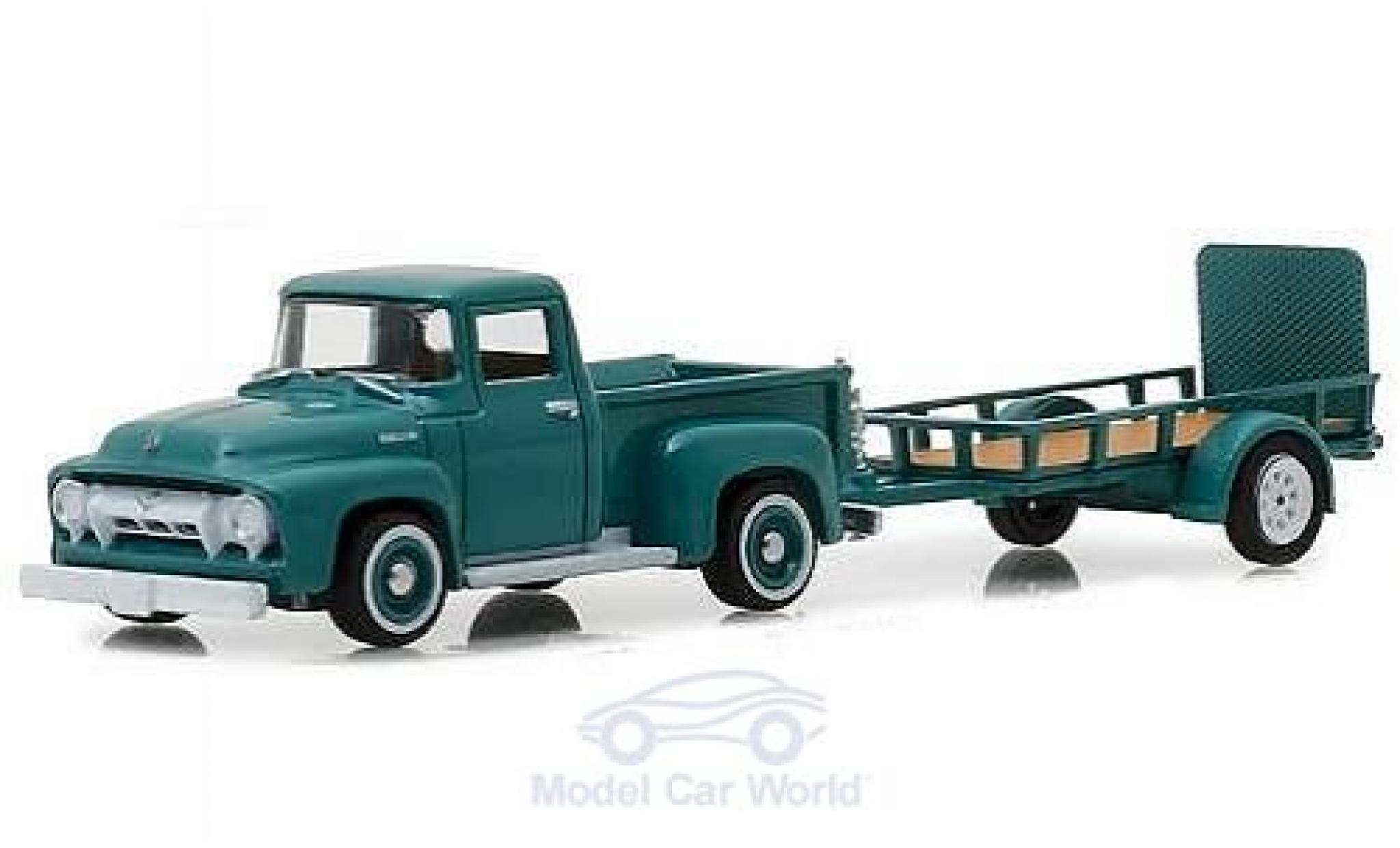Ford F-1 1/64 Greenlight 00 türkis 1954 mit Anhänger modellino in miniatura