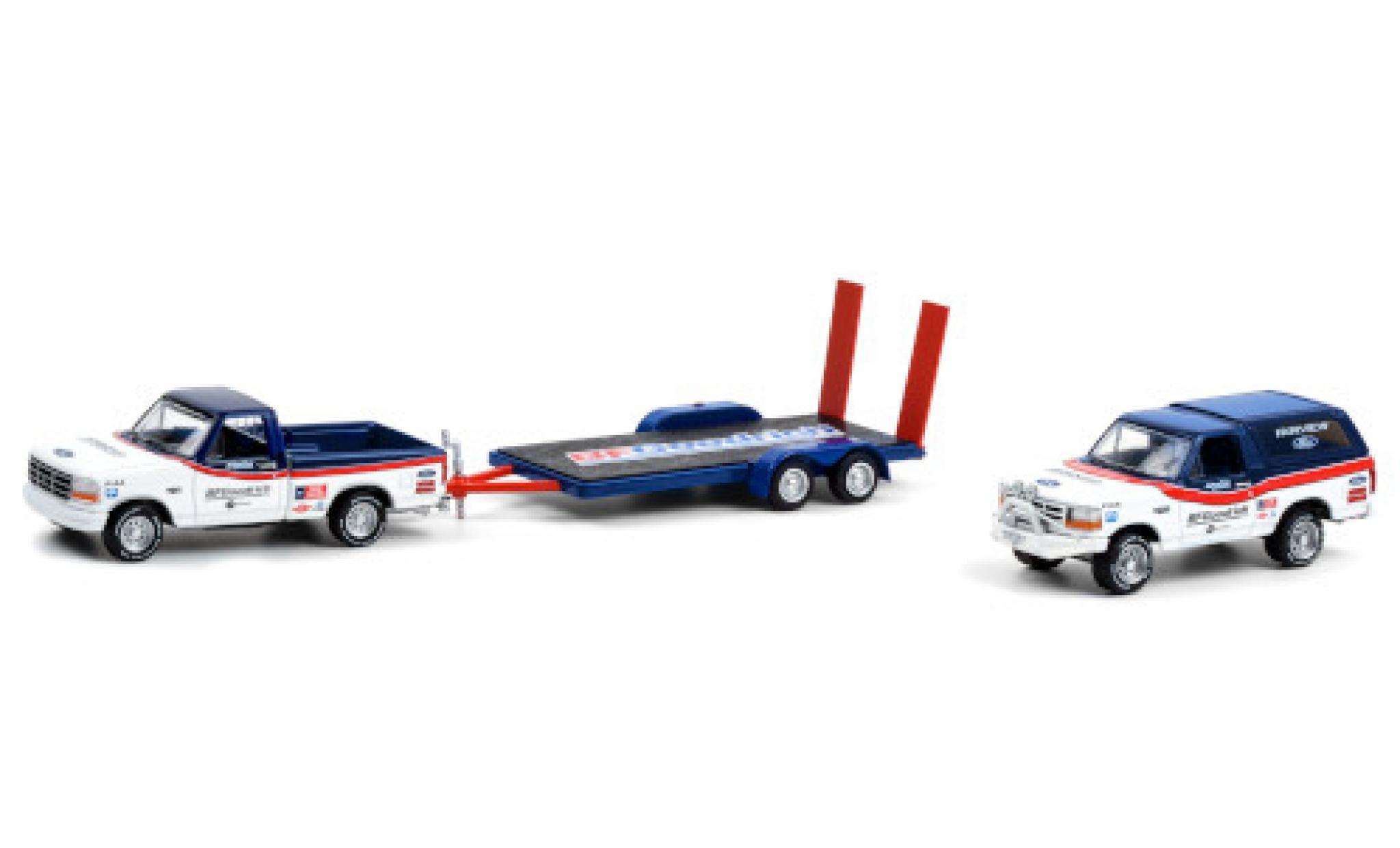 Ford F-1 1/64 Greenlight 50 BFGoodrich Tires 1992 y compris les Bronco et Flachbettanhänger avec Rampes de chargement modellino in miniatura