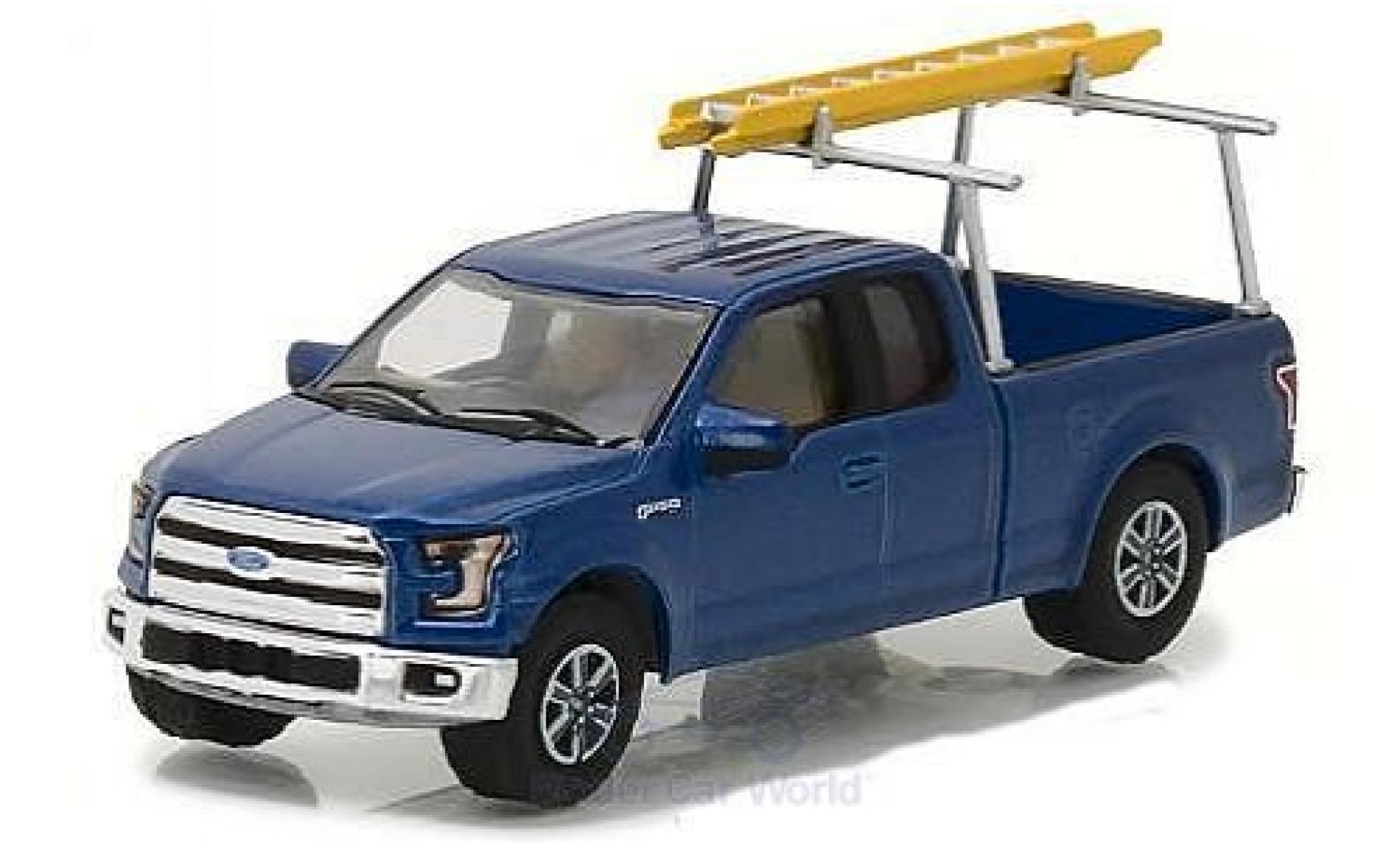 Ford F-1 1/64 Greenlight 50 metallico blu 2015 with Ladder Rack modellino in miniatura