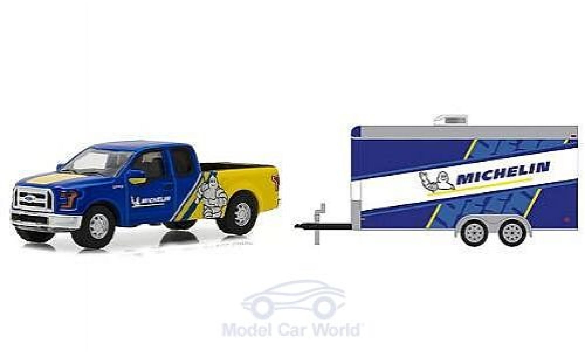 Ford F-1 1/64 Greenlight 50 Michelin Tires Racing 2016 mit Autotransportanhänger modellino in miniatura