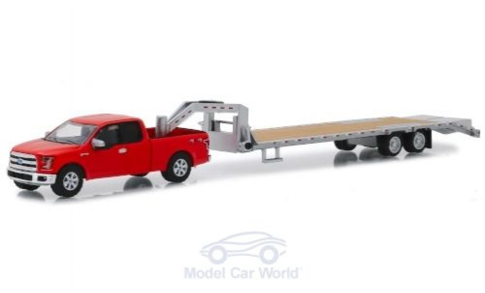 Ford F-1 1/64 Greenlight 50 rosso 2017 mit Gooseneck Trailer modellino in miniatura