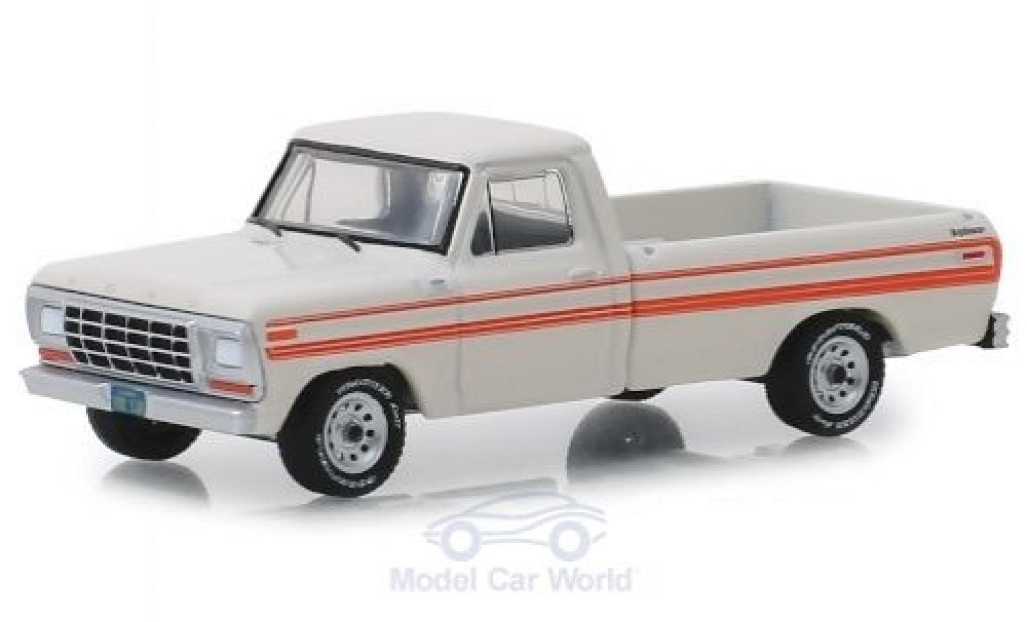 Ford F-250 1/64 Greenlight Explorer bianco/orange 1979 modellino in miniatura