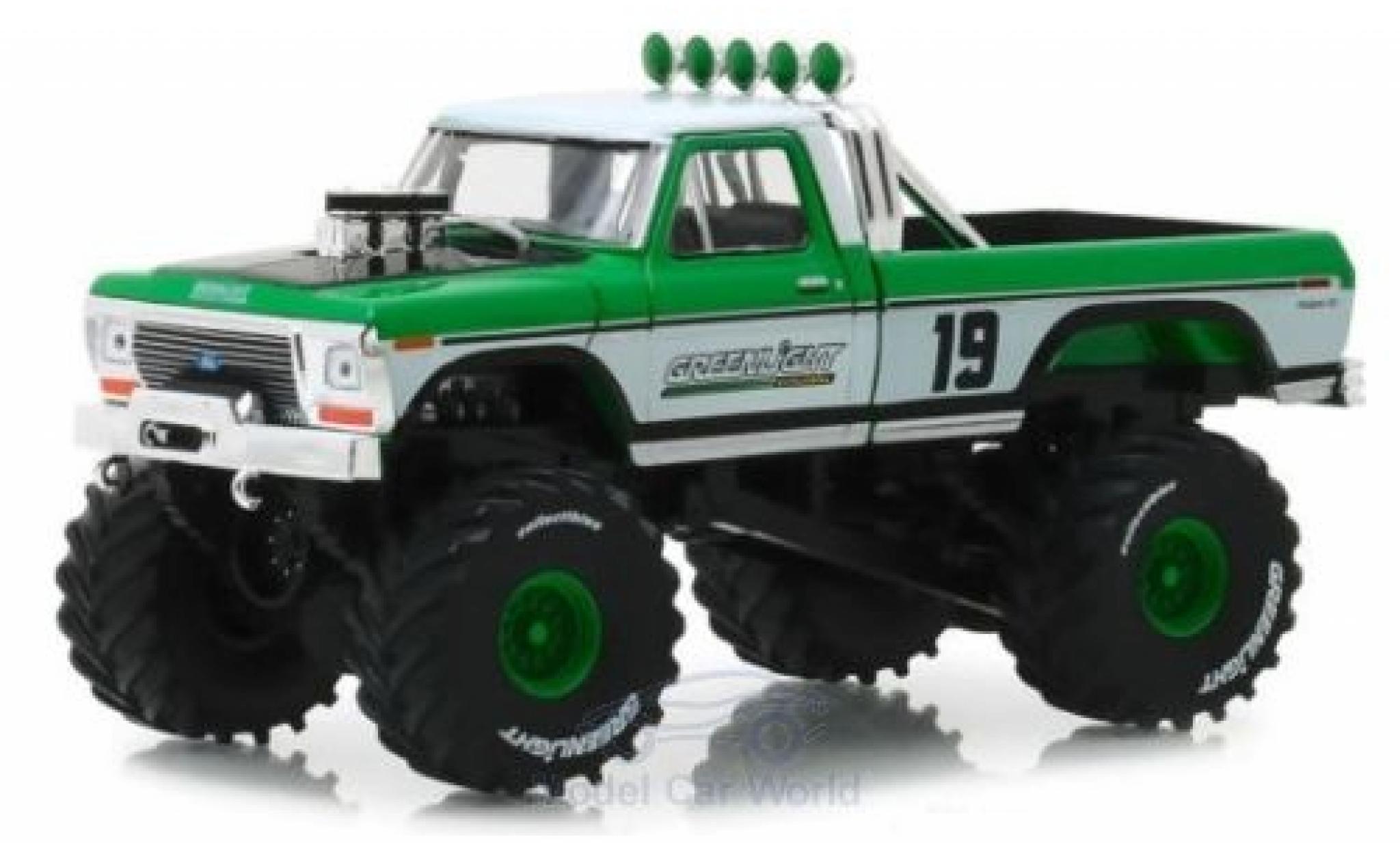 Ford F-250 1/64 Greenlight Monster Truck verde/bianco 1974 modellino in miniatura