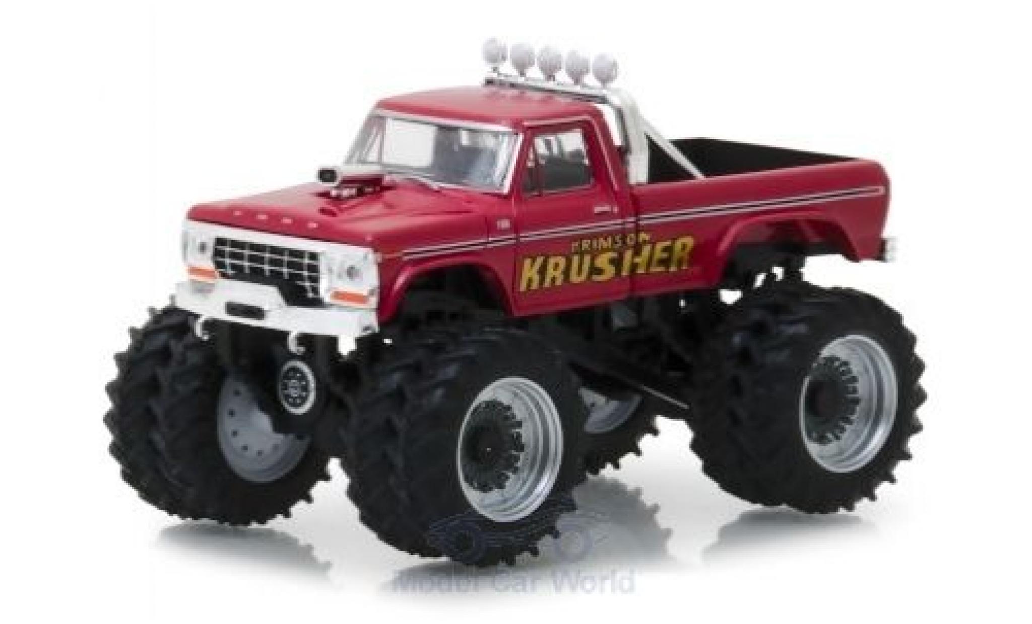 Ford F-250 1/64 Greenlight Monster Truck rosso Krimson Krusher 1973 modellino in miniatura