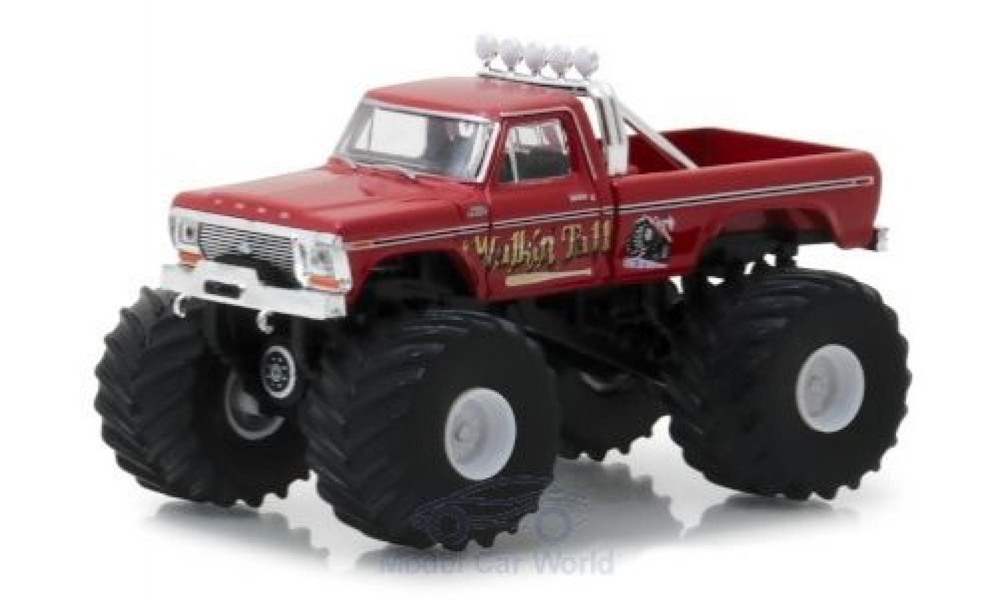Ford F-250 1/64 Greenlight Monster Truck rosso Walkin Tall 1979 modellino in miniatura