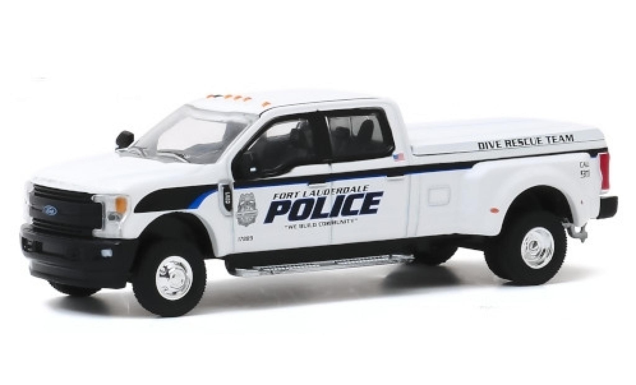 Ford F-350 1/64 Greenlight Lariat Fort Lauderdale Police 2019 Dive Rescue Team modellino in miniatura