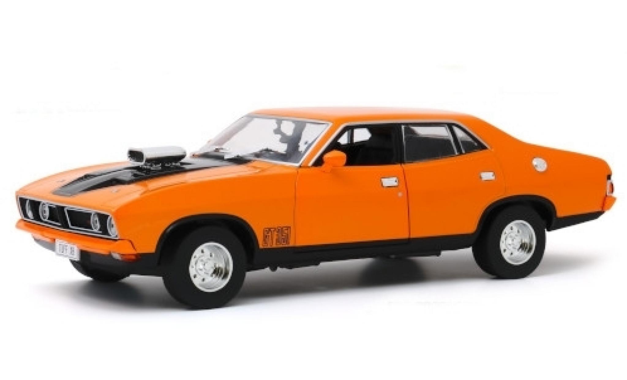 Ford Falcon 1/18 Greenlight XB GT351 4-Door Sedan orange/nero RHD 1974 modellino in miniatura