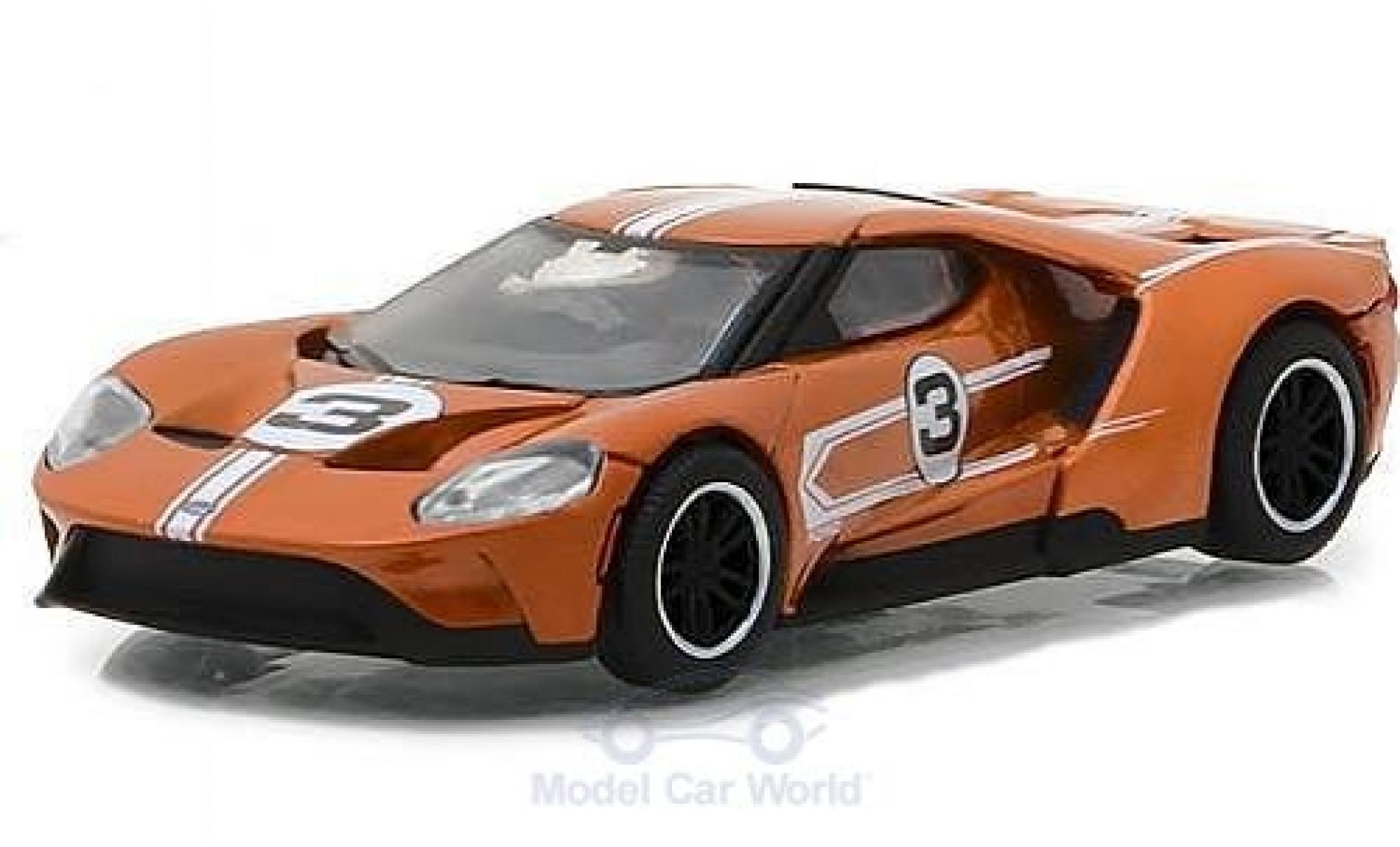 Ford GT 1/64 Greenlight orange 2017 1967 #3 40 Mk IV Tribute modellino in miniatura